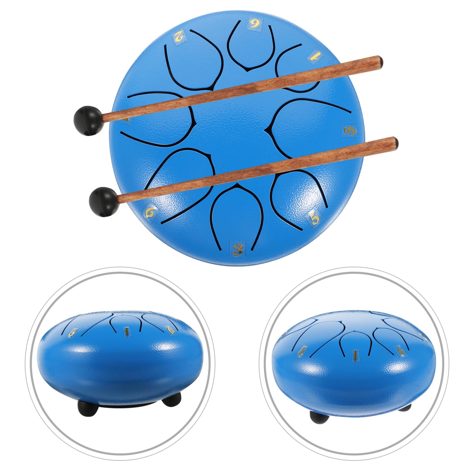 Zungentrommel Satz für Anfänger 1 Satz Blau, Stoff und Titan | Kinderinstrument, Geeignet für Musikunterricht und Yoga Meditation, als Handtrommel Nutzbar