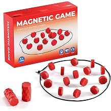 Magnetic Chess Game, Multiplayer Battle Board Games,Tabletop Strategy Game with String, for Family & Party & Travel & Camping, Puzzle Strategy GamesRed