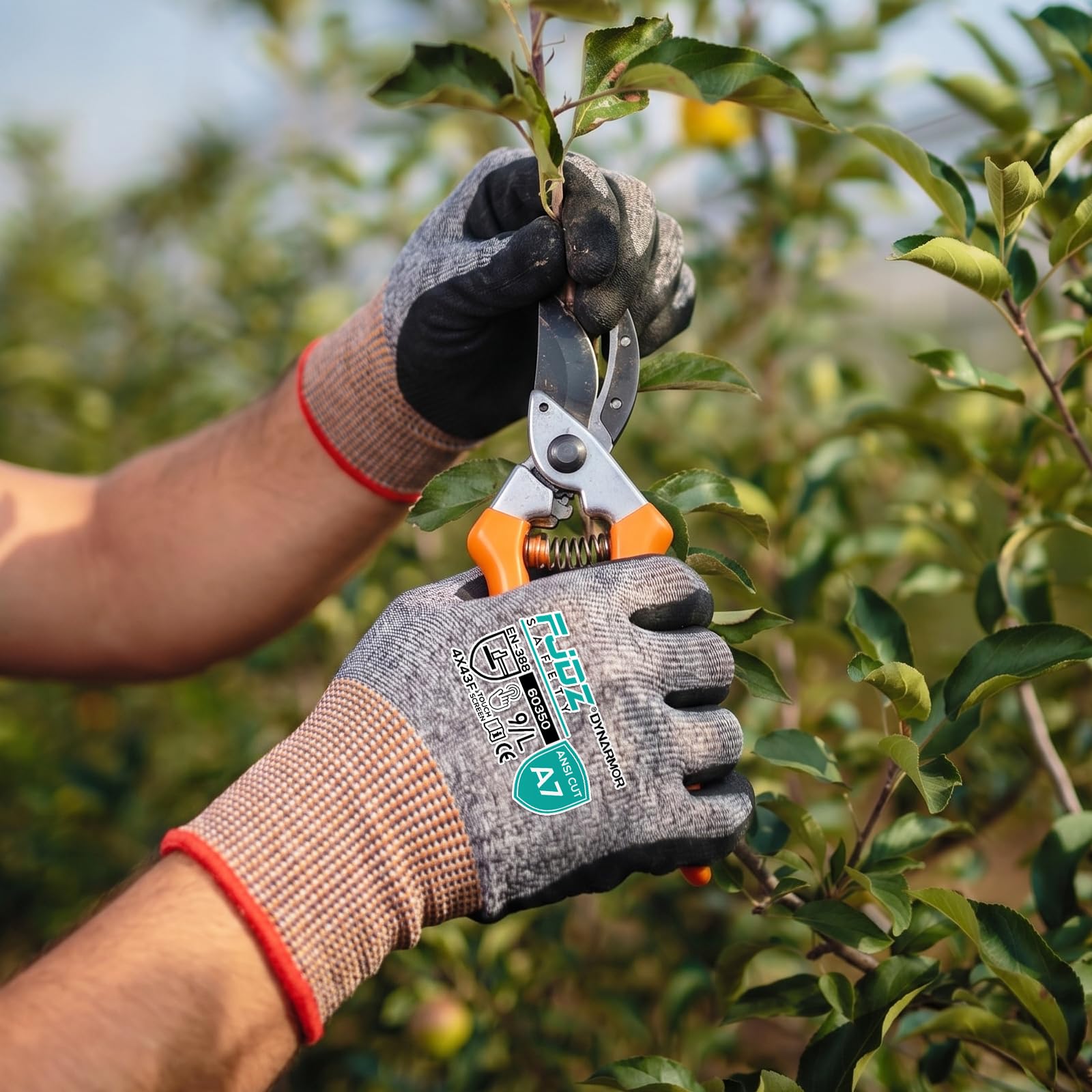 ANSI A7 Guanti resistenti al taglio con rivestimento in nitrile sabbioso per touch screen per la lavorazione del legno, magazzino, manico in vetro, giardinaggio, costruzione,