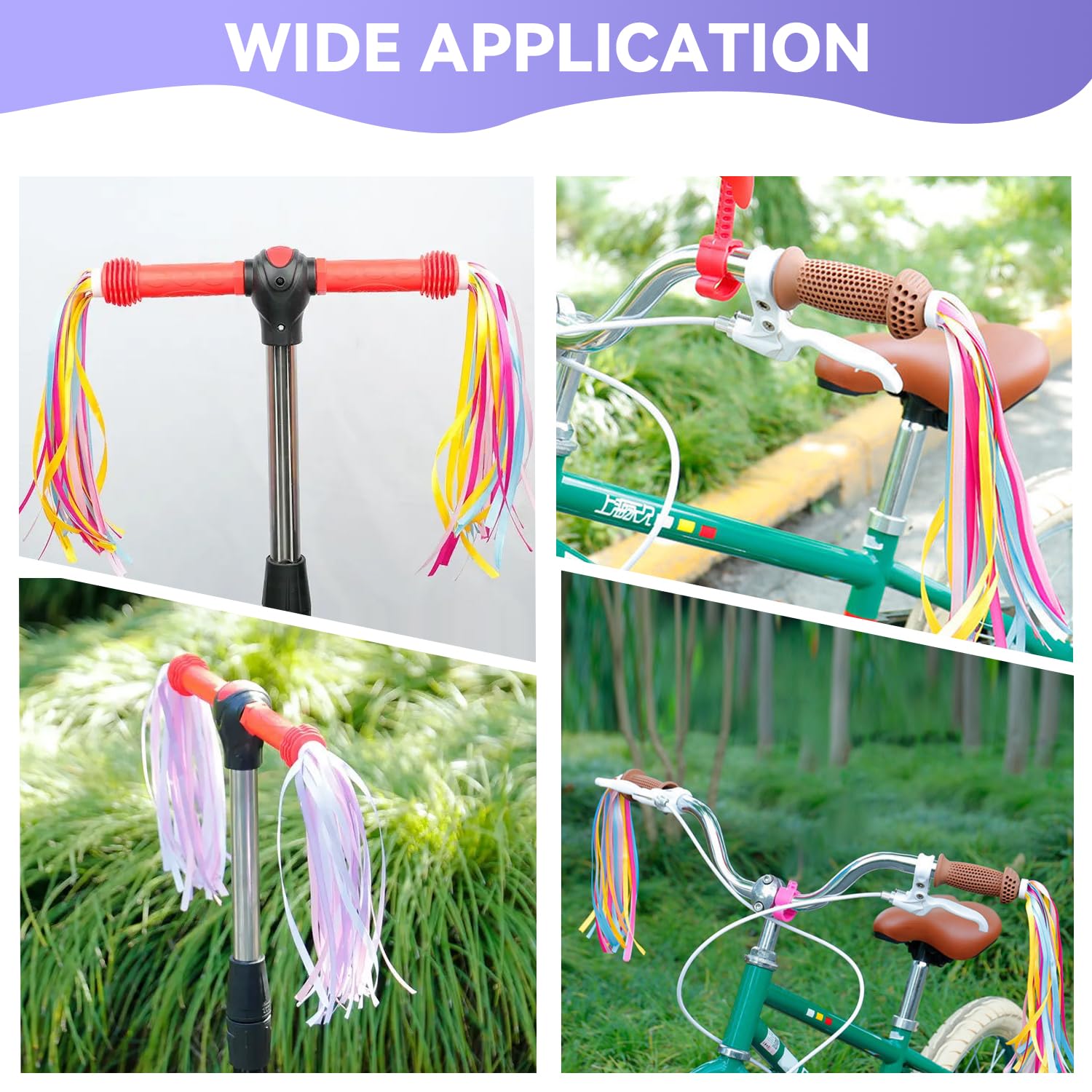 Accessoire Velo Enfant Rubans Guidon Streamers 2 Paires Arc-en-Ciel