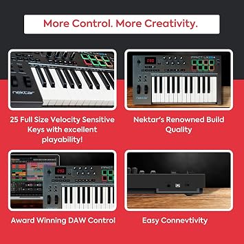 Nektar Impact LX25+ | USB MIDI Controller Keyboard with Nektar DAW Integration Dark Grey