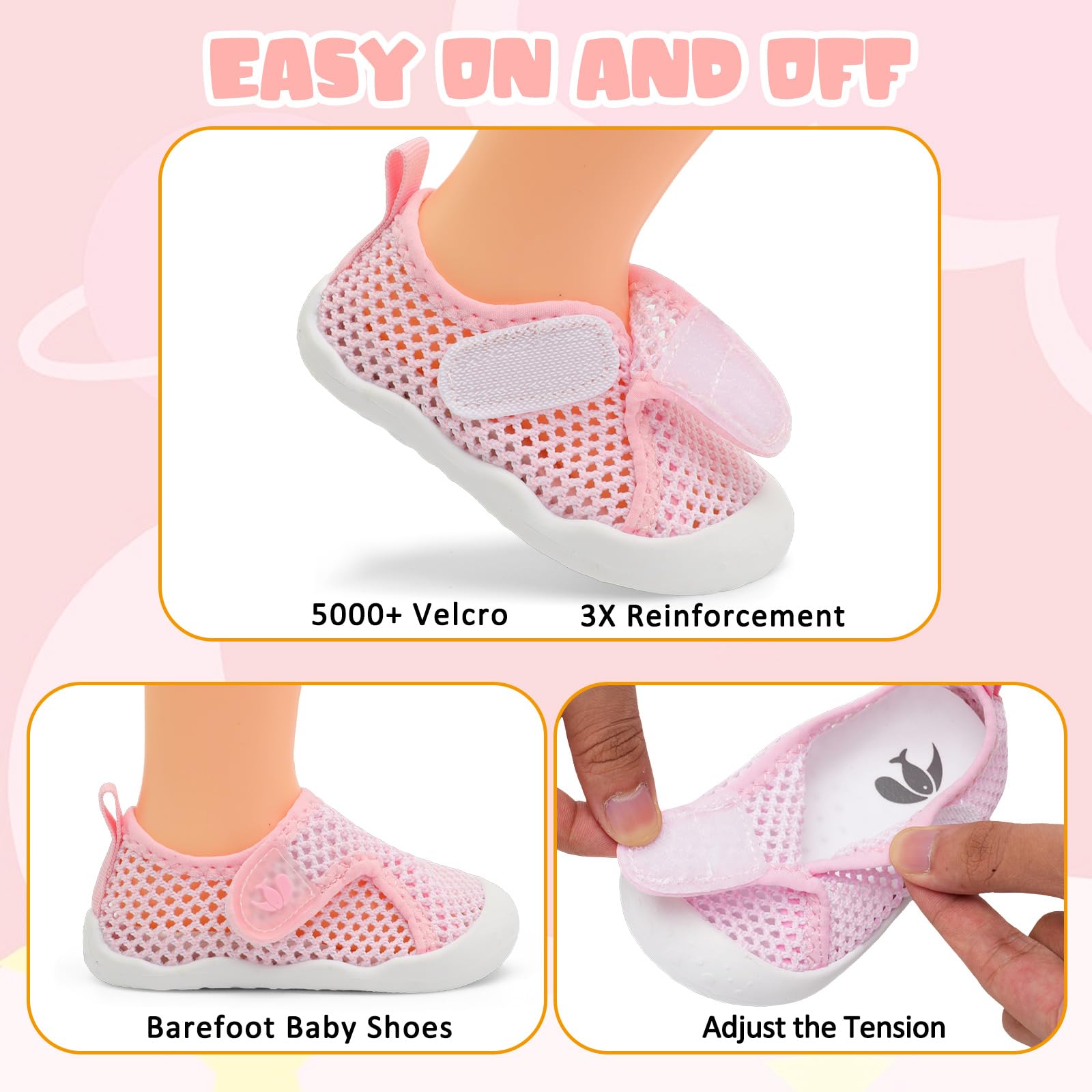 JOINFREE Baby Wide First Walking Shoes Boys Girls Barefoot Shoes Quick-Dry Kids Water Socks for Beach Swim Pool - 4