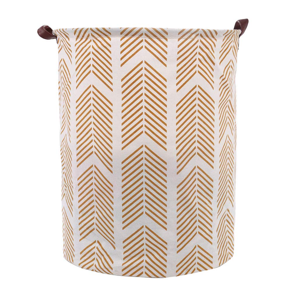 DooxiDooxi 19.7-Inches Waterproof Coating Folding Laundry Hamper Bucket Cylindric Storage Basket with Handles to Storage Clothes Toys (Style#2)