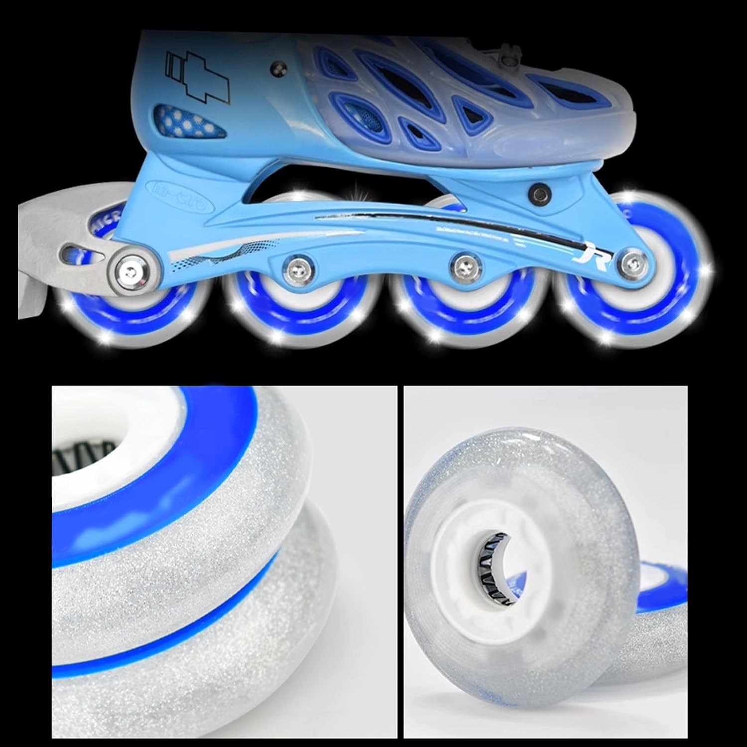 Inline Skate Wheels Outdoor/Indoor 8 Pack Flash Inline Replacement Wheels 64mm 70mm 72mm 76mm Flash Inline Wheels 82A with Bearings