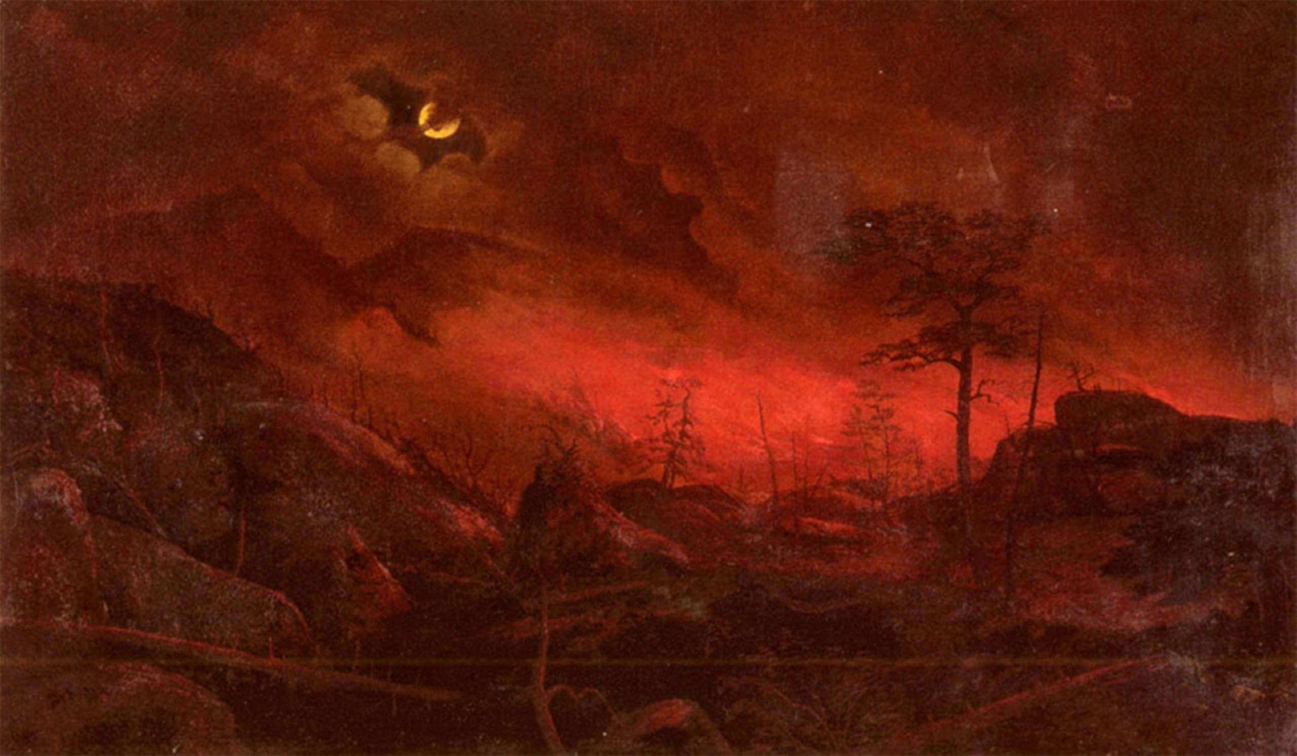 ARTXLXXBN Famous Print Painting Colorful Art Print Forest Fire Ralph Albert Blakelock Canvas Art Decorations for Home Decor 60x90cm