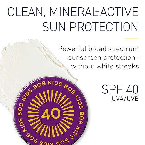 Miniatura 2 de BOB KIDS Bálsamo SPF 40 de amplio espectro mineral de protección solar, hidratante, perfecto para deportes de invierno y acuáticos, seguro para