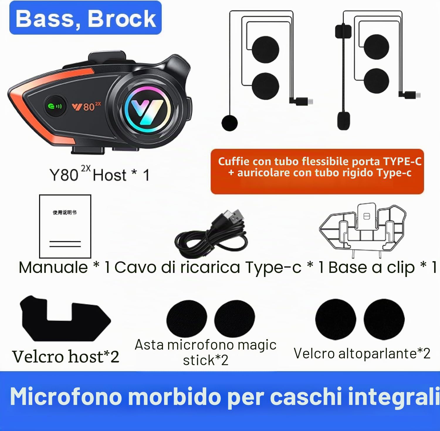Intercom Cuffie Bluetooth 500 m 2 Ride Cuffie Bluetooth Citofono Cuffie con CVC Rumore qualità audio Altoparlante sistema di comunicazione Moto/Motoslitta/Bicicletta/Sport Y80