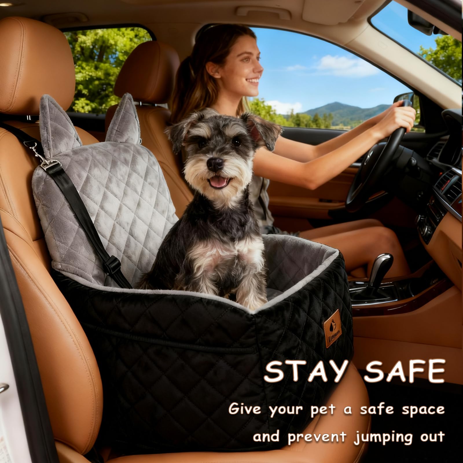 6" Elevated Dog Booster Seat for Small & Medium Dogs up to 35 lbs – Memory Foam Car Bed with Washable Cover for Calmer Rides, Better Window View & Easy Cleaning - image 2