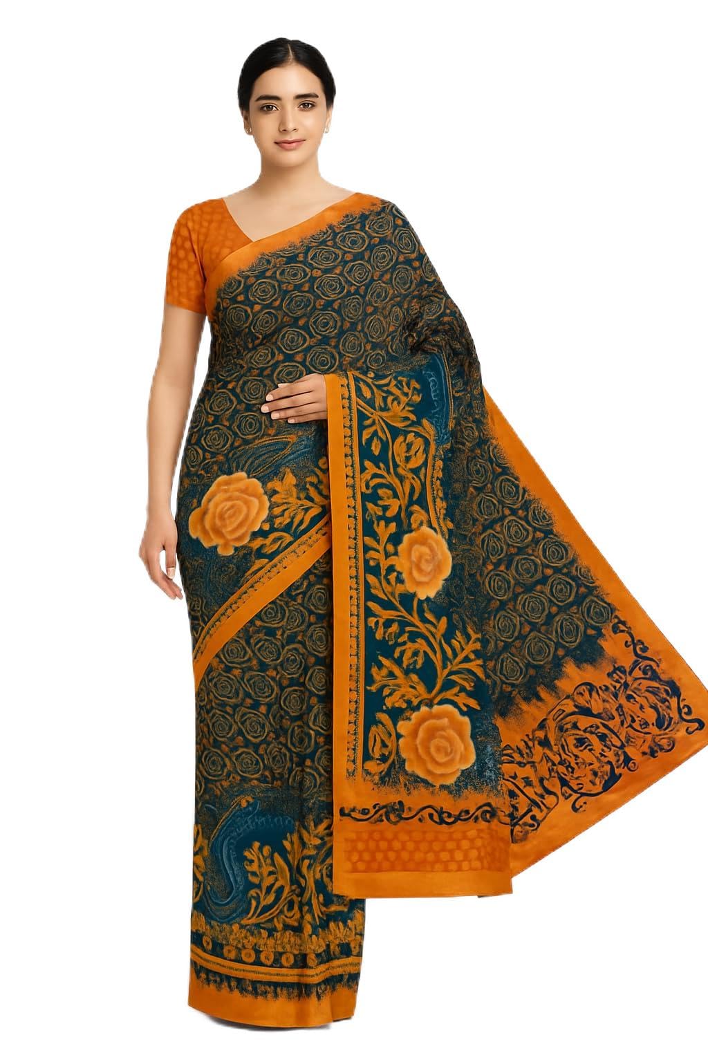 Traditional Georgette Saree, Ethnic Indian Wear-image-15