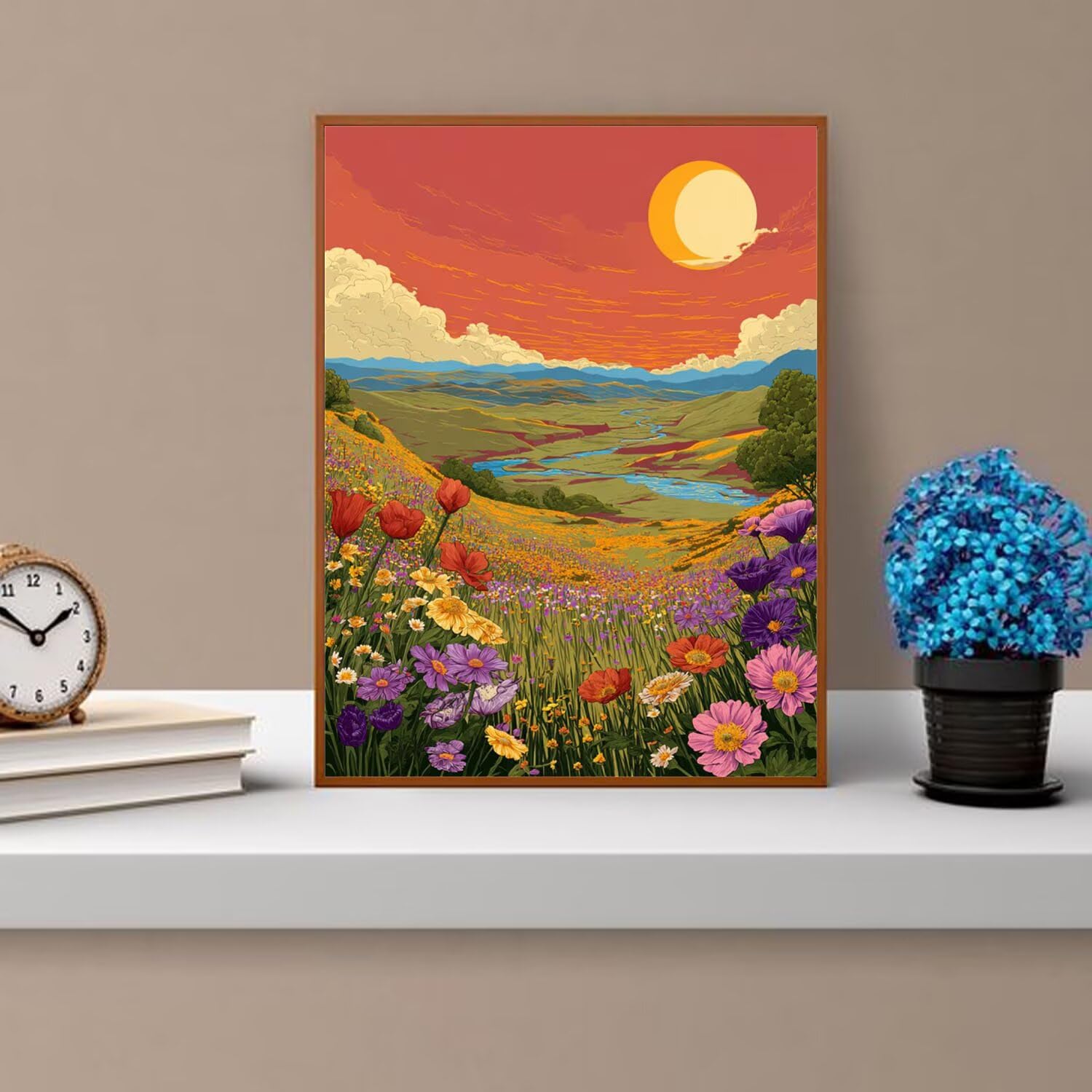 Dipingere con i Numeri Adulti Fiori, tramonto Dipingere con i Numeri Bambini DIY Kit, Set Premium con Pennelli, Decorazione Casa & Creativo Regalo, Attività di Tempo libero 90x120cm z-176