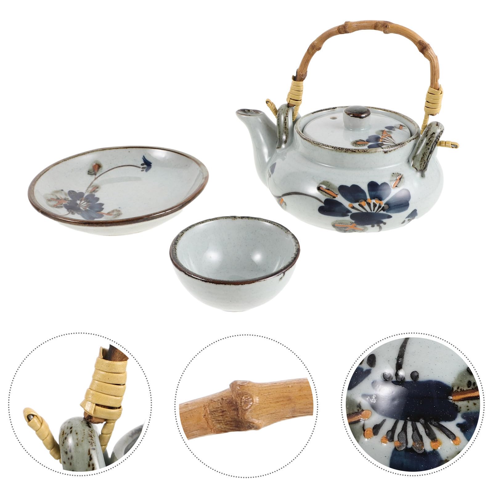 Juego de Tetera Japonesa de Cerámica Auténtica de 300ml con Tapa, Estilo Vintage Rústico, Adecuado para Sopa de Mariscos y Catering en Restaurantes
