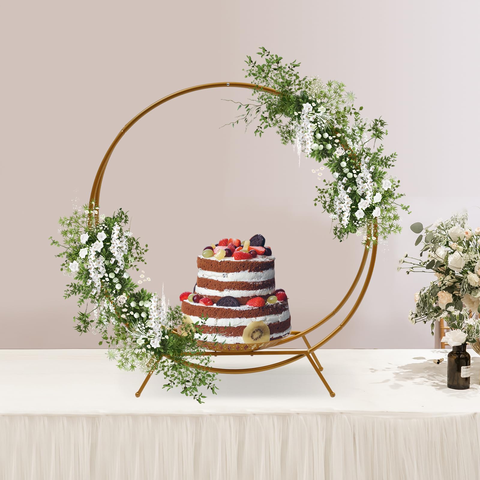 Soporte para tartas de 80 cm, con forma de arco, fruta, postre, decoración para fiestas, arco de flores, extraíble, fácil de transportar y reutilizable, globos, kit de presentación de alimentos,
