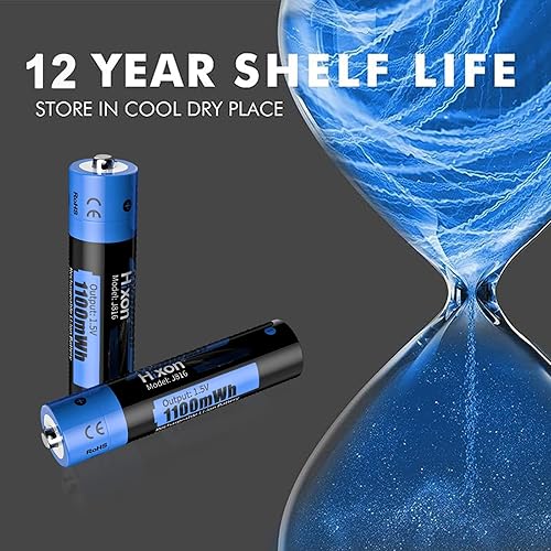 Miniatura 8 de Hixon Baterías AAA recargables, baterías de litio recargables AAA de 1100 mWh, batería de iones de litio AAA constante de 1.5 V, 1600 ciclos, 4