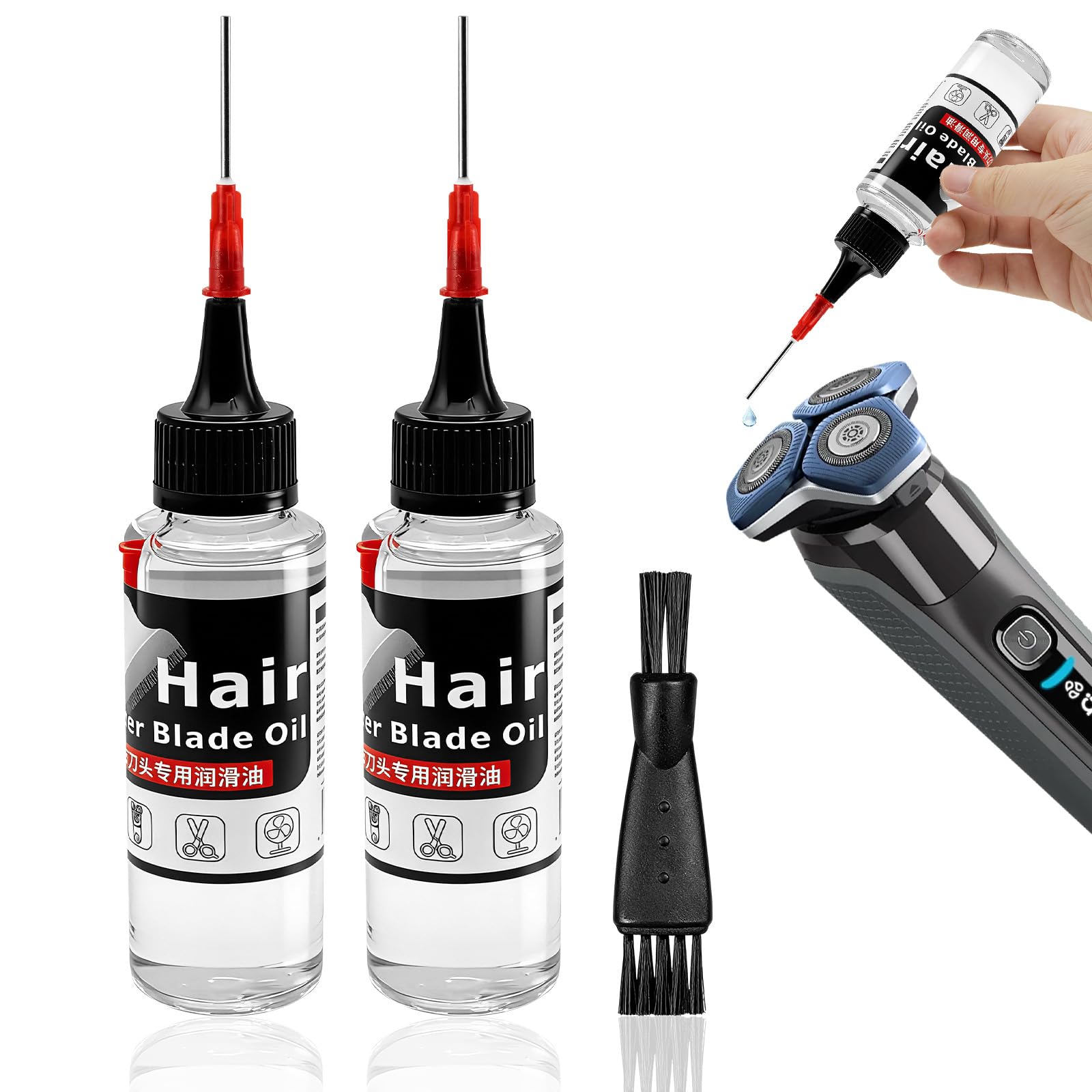 3pcs Aceite Lubricante,Aceite Maquina Cortar Pelo con Cepillo de Limpieza,Aceite para Cabezas de Afeitadora para Cortadoras de pelo, Reduce la fricción Cortadoras de pelo — view 8