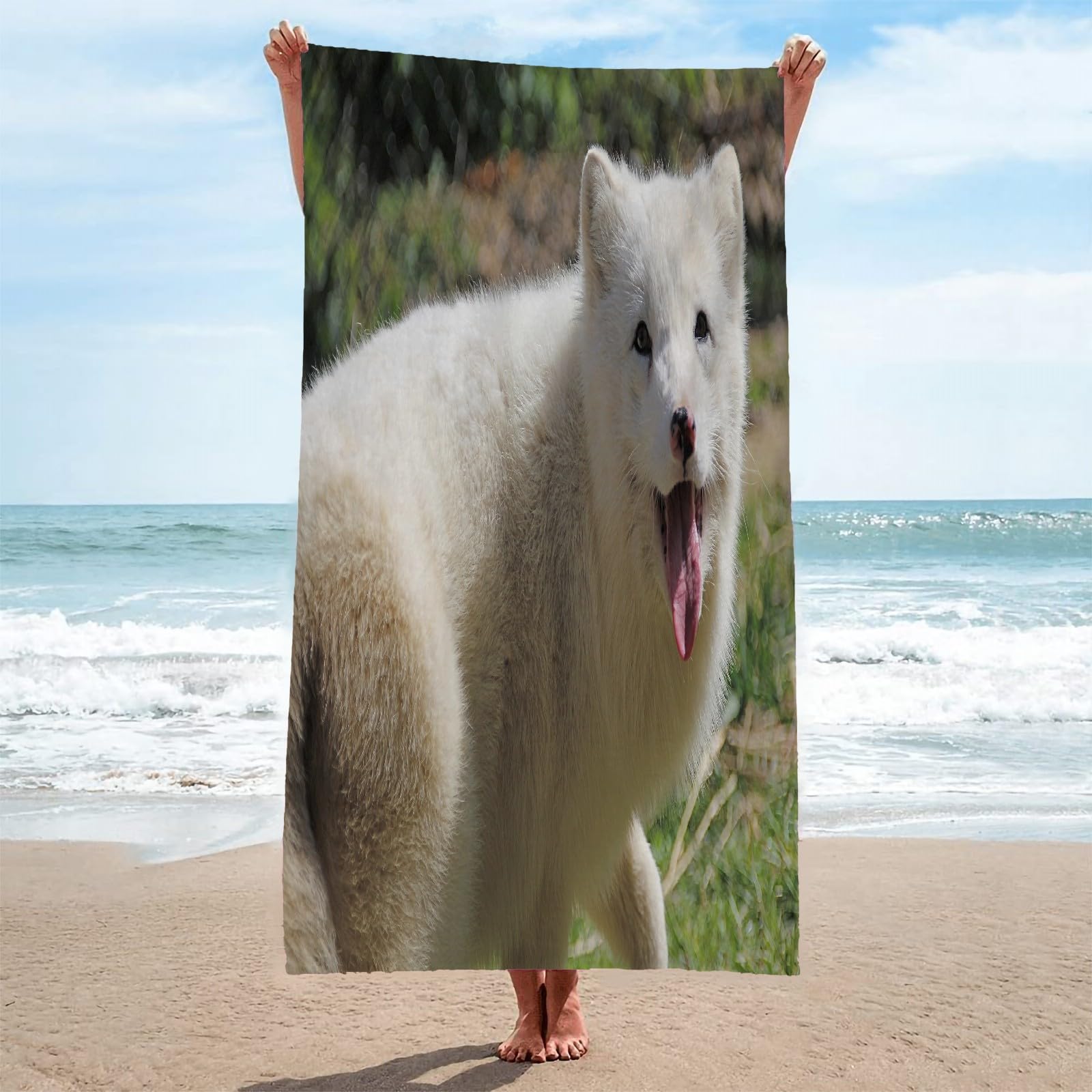 Toalla Playa Blanco Toallas Playa Grande Microfibra Anti Arena Zorro Playa Toallas para NiñA NiñO Adulto Piscina Toalha de Praia Mujer Hombre 200x200cm