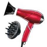INFINITIPRO BY CONAIR Travel Hair Dryer, 1875W Compact Travel Hair Dryer with Twist Folding Handle, Conair Blow Dryer, Red