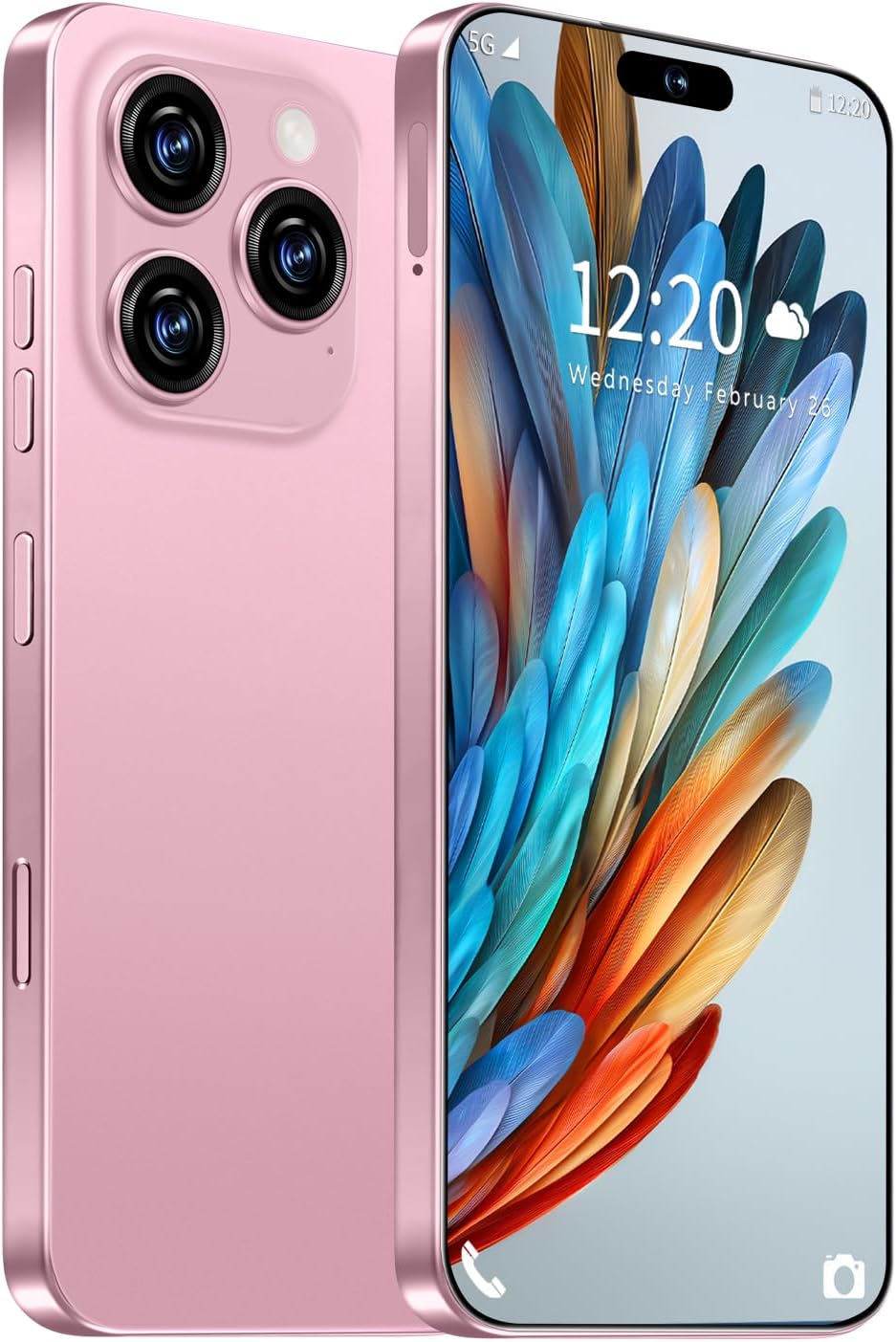 Huness I16 ProMAX Smartphone Unlocked Cell Phone,6.99″ HD Screen Unlocked Phone,8+256GB Android 13 with 128GB Memory Card,Face ID/Dual SIM/5G/Fingerprint Button Unlock/Photos/GPS (Pink, 8+256)