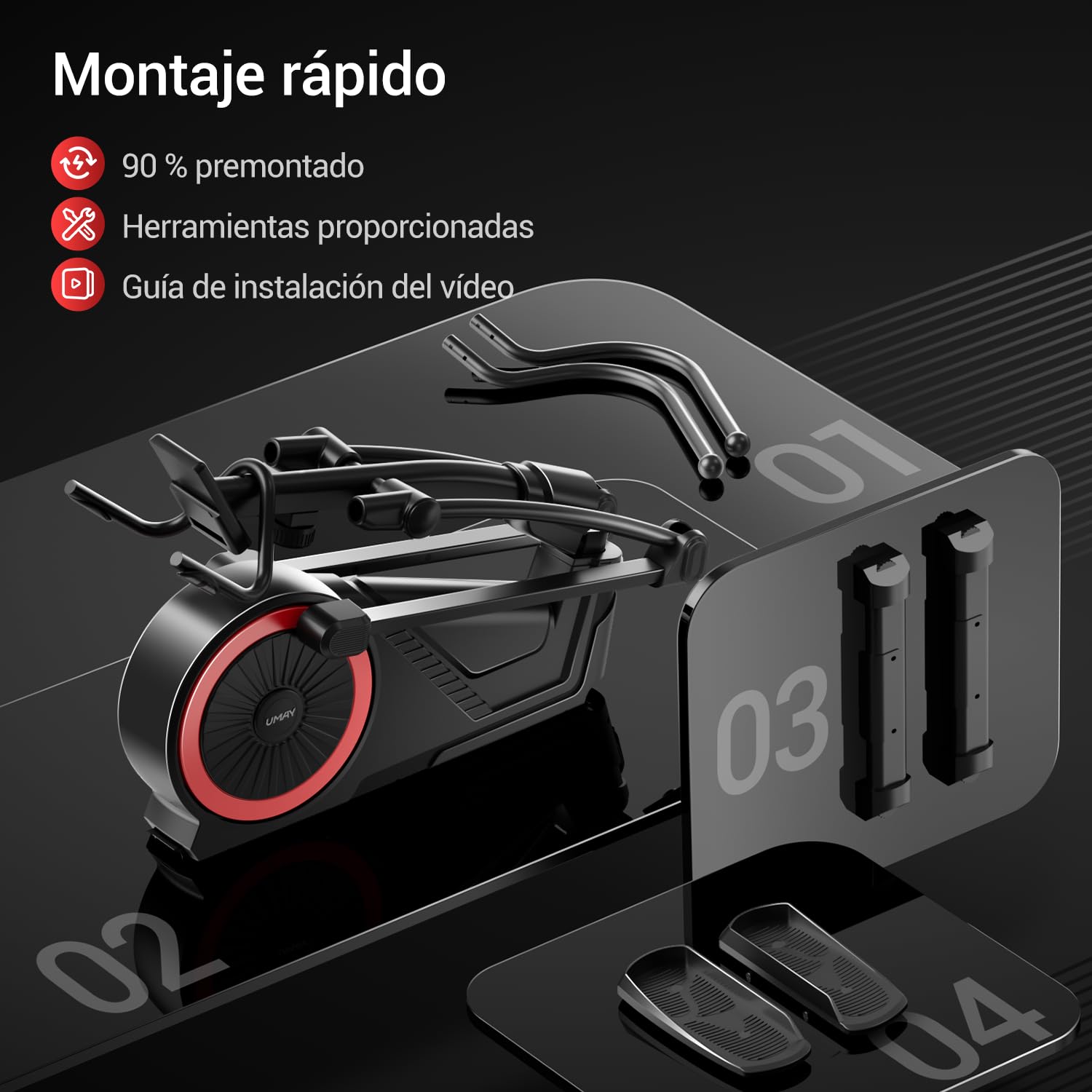 UMAY Cyclette ellittica per casa, ellittica magnetica, ultra silenziosa, con 16 livelli di resistenza, passo di 40 cm, monitor LCD, pedale antiscivolo, sensore di impulsi, capacità di carico 159 kg