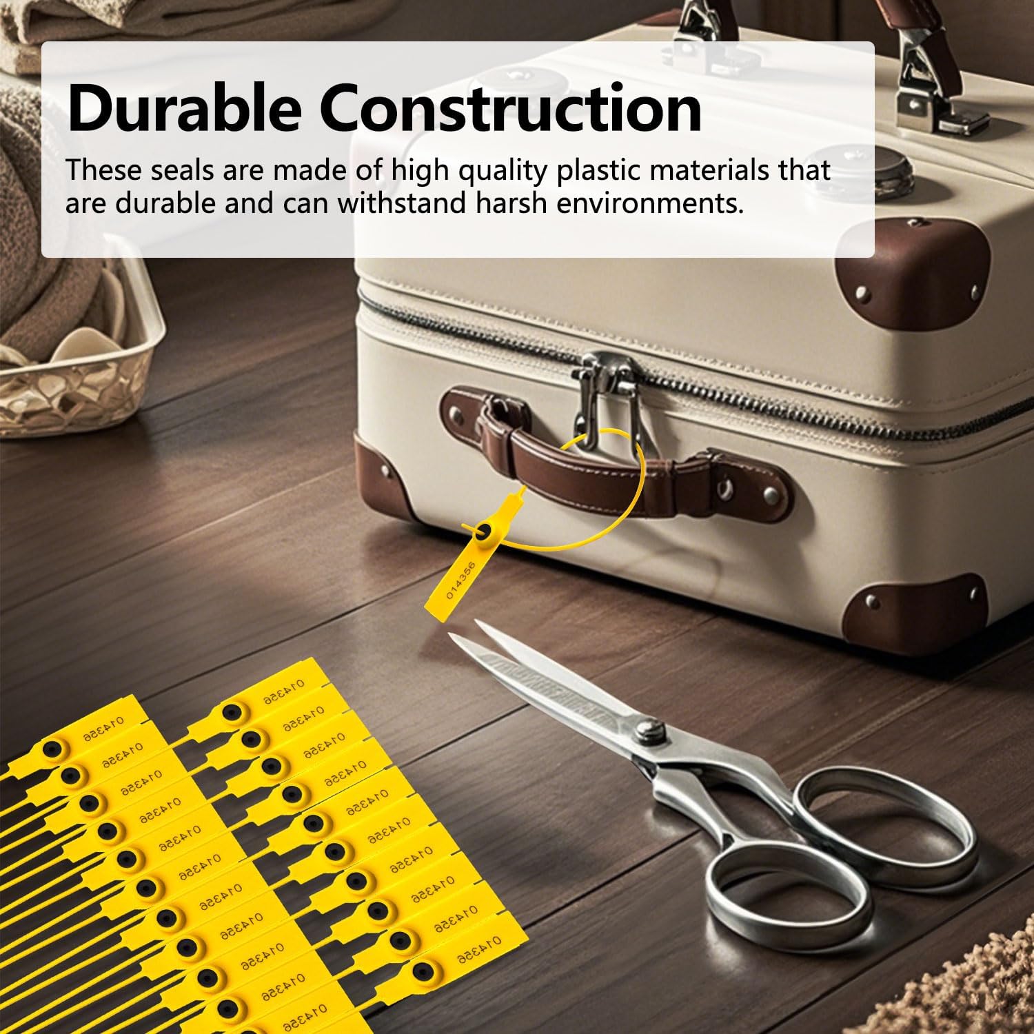 (500pcs) 11 inch Plastic Numbered Security Seal Pull Tight Padlock Safety Tag Tamper Proof Tie Disposable Self-Locking Seals, Yellow - Image 5