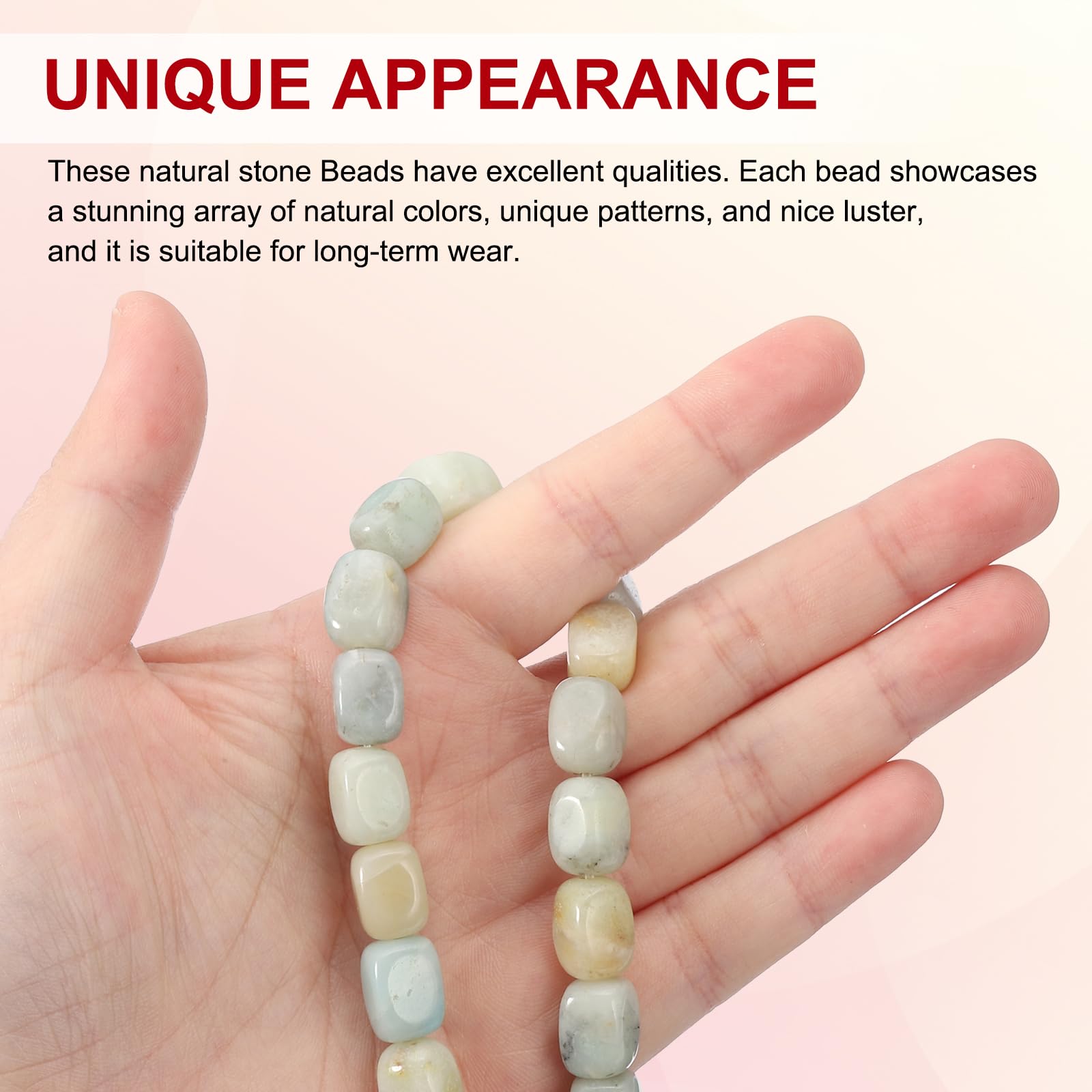 PATIKIL 12x8mm Natural Stone Gemstone Beads for Jewelry Making 1 Strand 15"/38cm Cuboid Loose Spacer Beads Crystal Agate Beads for Bracelet Necklace DIY Art Craft Moss Green - Image 3