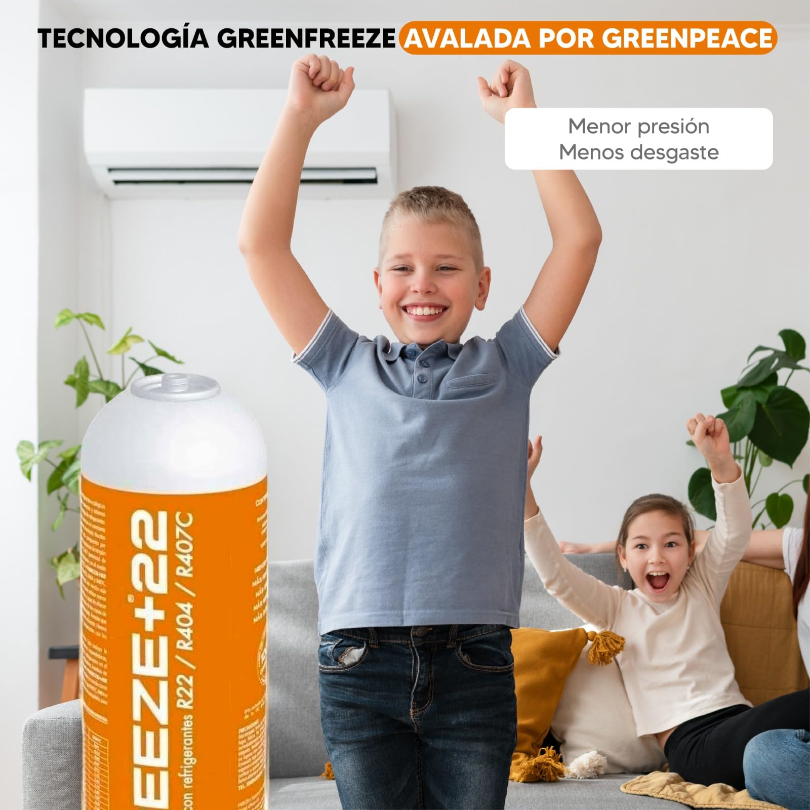REPORSHOP Gas Refrigerante Orgánico Freeze para Recarga de Aire Acondicionado Coche con Válvula - Sustituto para Sistemas con Gas R22, R404 y R407C - Kit Gas Aire Acondicionado Coche Ecológico