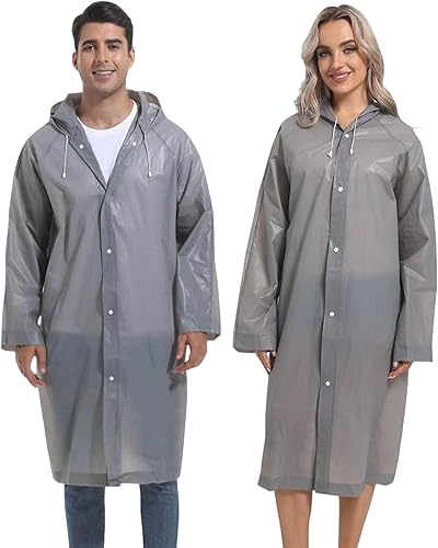 Borogo Lot de 2 ponchos de pluie réutilisables avec capuche et manches pour homm