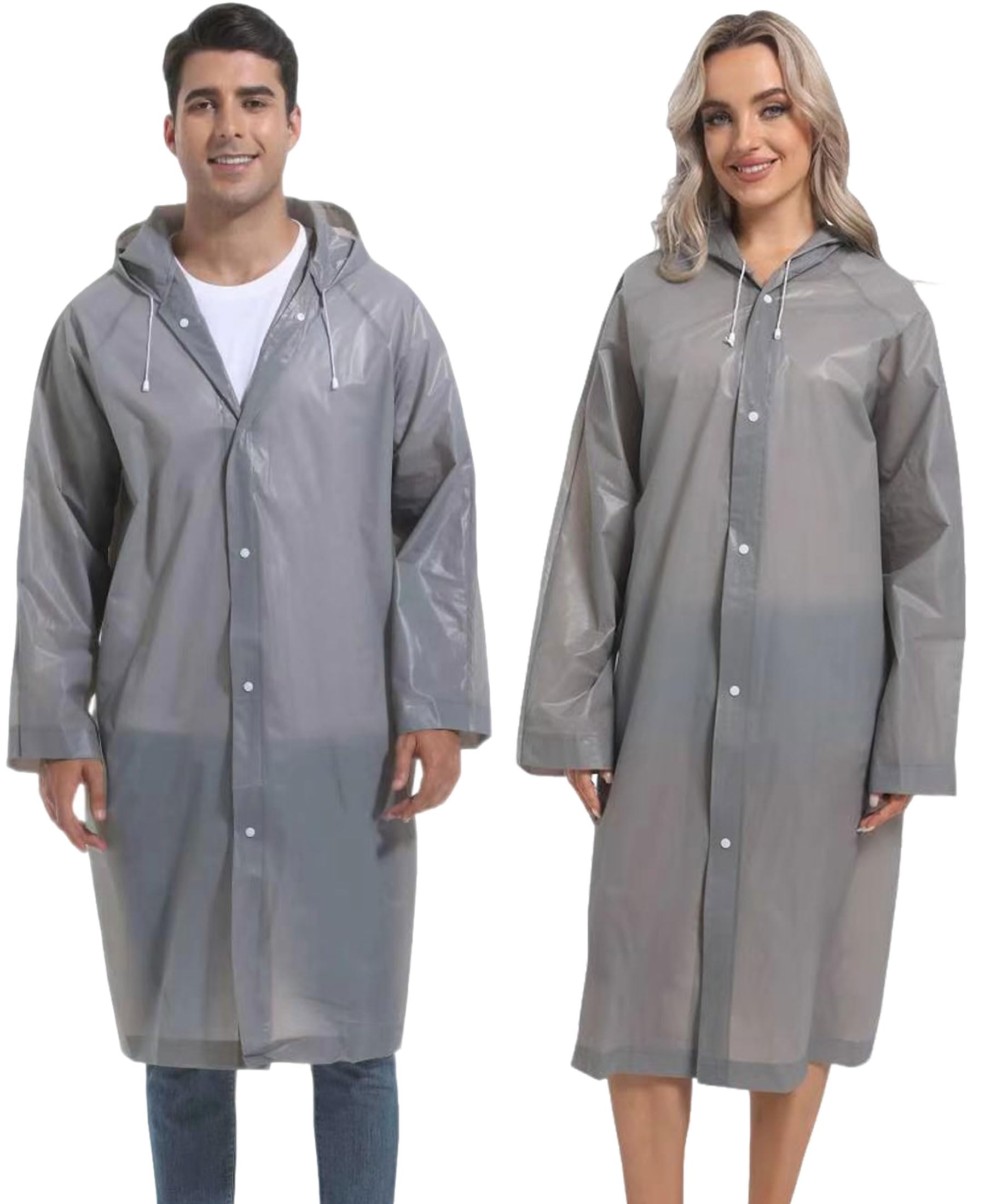 2PCS Rain Ponchos for Adults Reusable Rain Coats for Adults Rain Jackets Raincoats for Men Women