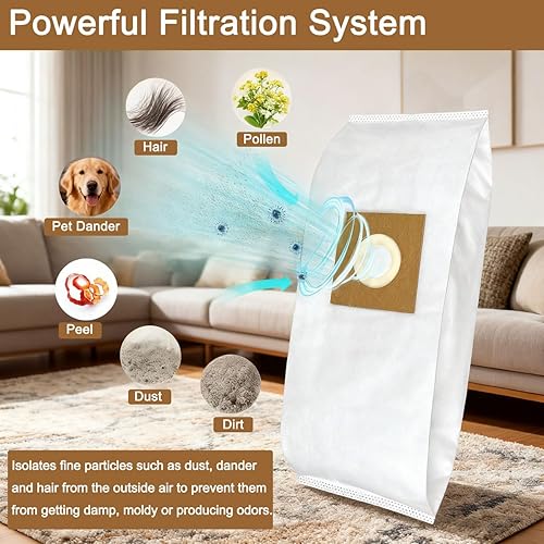 Miniatura 2 de Paquete de 5 bolsas de vacío HEPA tipo Y para aspiradoras Hoover WindTunnel de estilo vertical Y, Z, YZ, reemplazan piezas 4010100Y,
