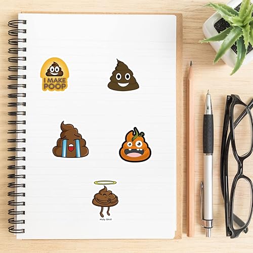 Miniatura 6 de Calcomanías divertidas para caca para niños, 60 unidades, vinilo impermeable para laptop, guitarra, monopatín, equipaje, teléfono, botella de agua,