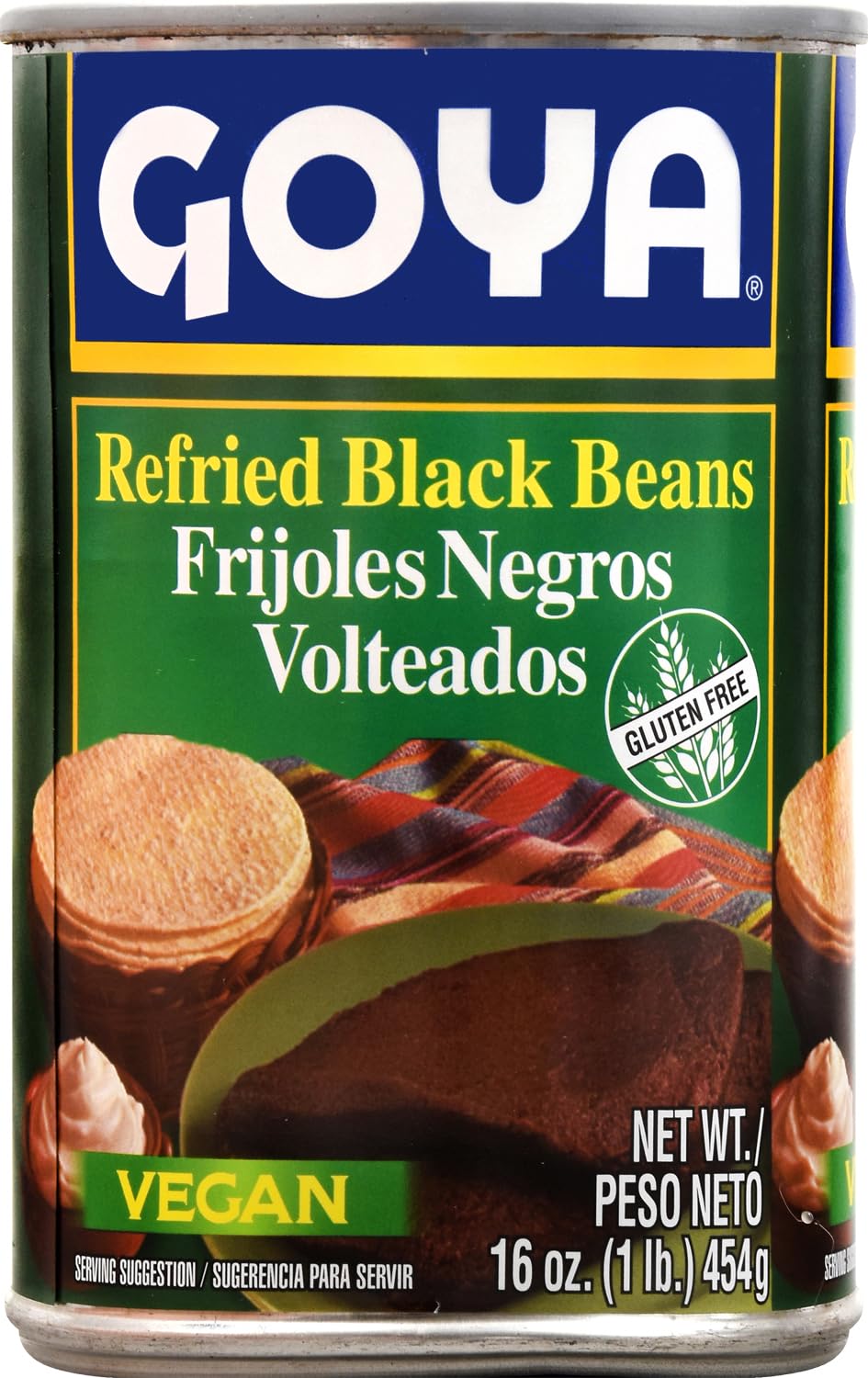 Goya Foods Refried Black Beans (Frijoles Negros Volteados), 16-Ounce (Pack of 12)