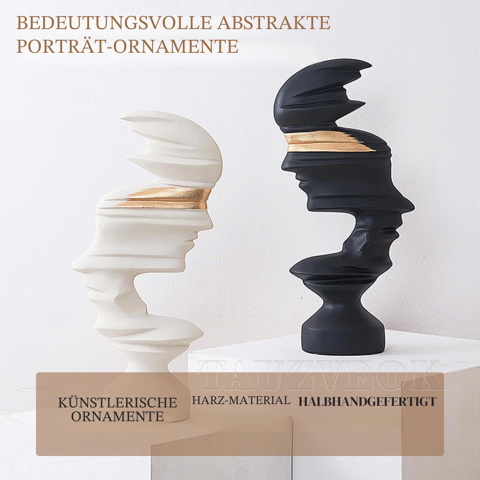 Abstrakte Deko Skulptur, Moderne Kunst Statue, Harz Figur Für Wohnzimmer, Bücherregal Deko, Home Dekoartikel, Weiß, Klein
