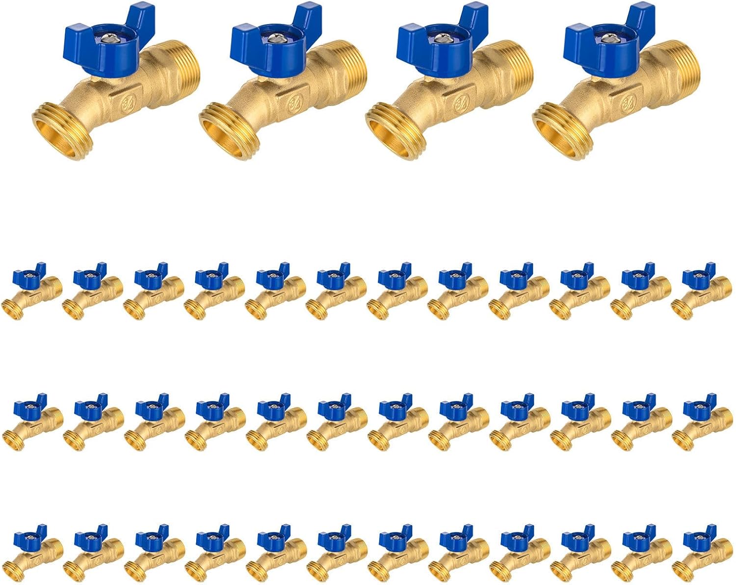 2 Pcs Hose Bibb Valve, 3/4" MIP x 3/4" Male GHT Brass Plumbing Fitting (Blue), for Garden and Outdoor Water Connection
