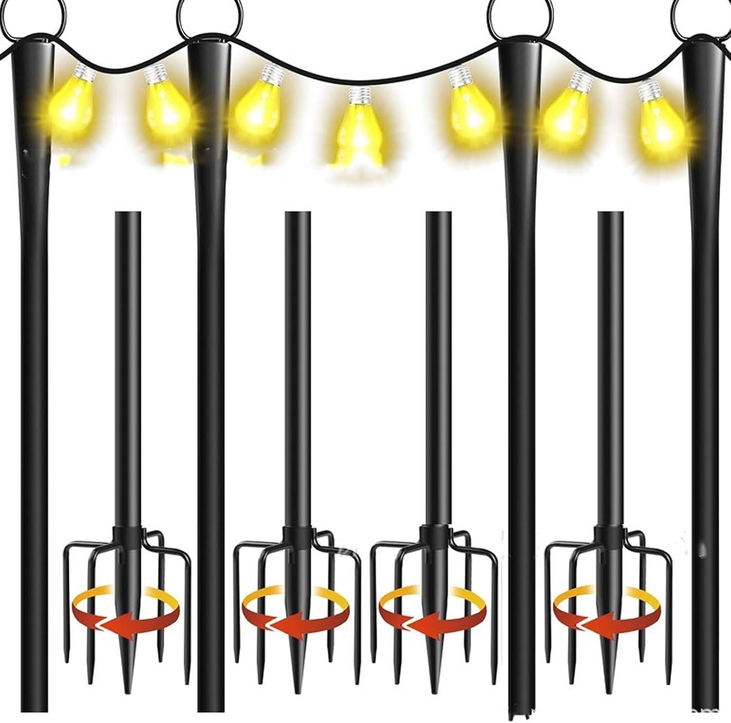 Jectse Outside Metal String Light Poles, Adjustable Outdoor Hanging Stand, Decorative Garden Pole for Plant Supports, 270CM, Iron Material, All Season Durability