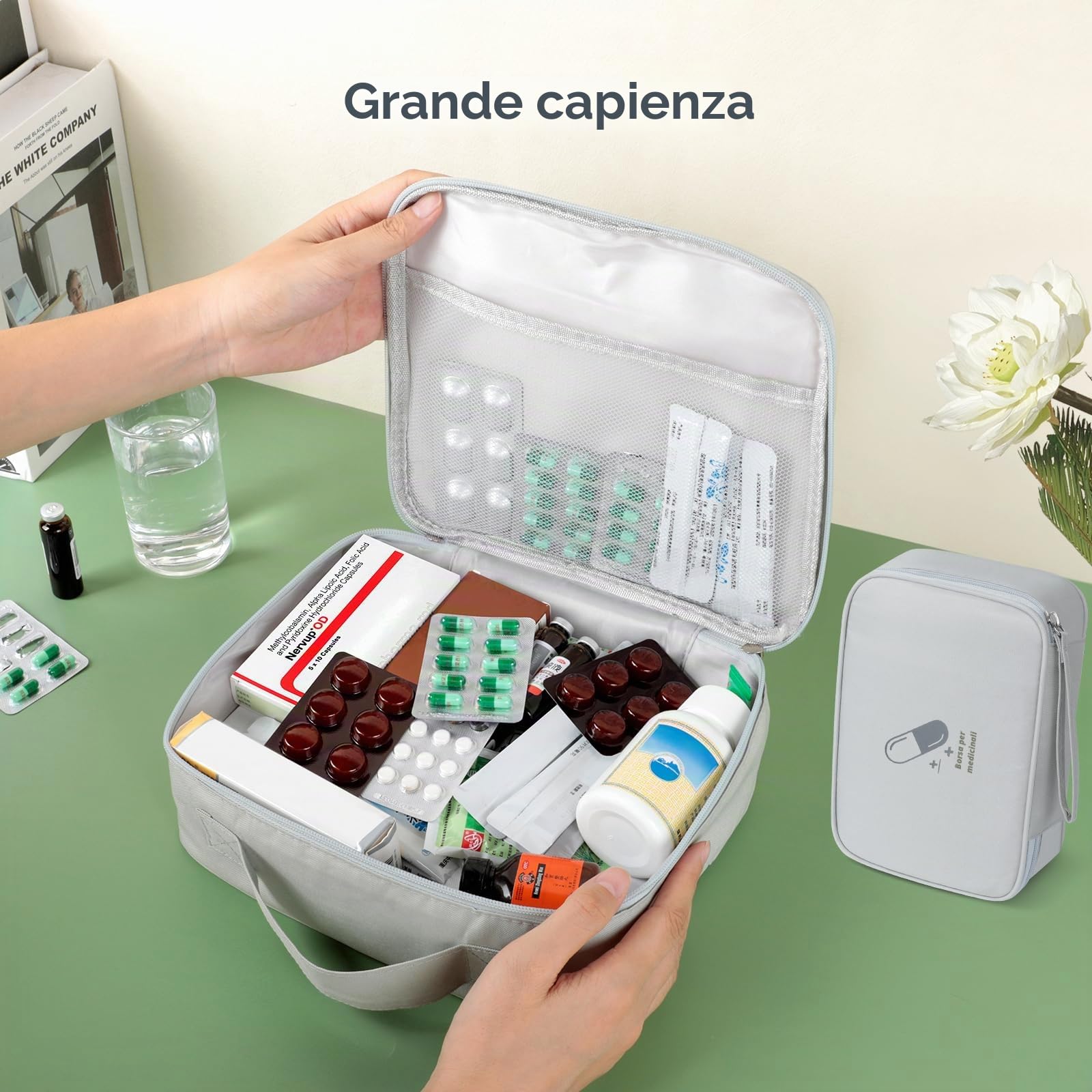 AiQInu Borsa Pronto Soccorso Viaggio, 2 Pezzi Impermeabile Kit di Pronto Soccorso Vuota, Alta Capacità Borsa Medica Portatile Sportiva, Kit Medico Vuota per Viaggio Ufficio Casa All'aperto