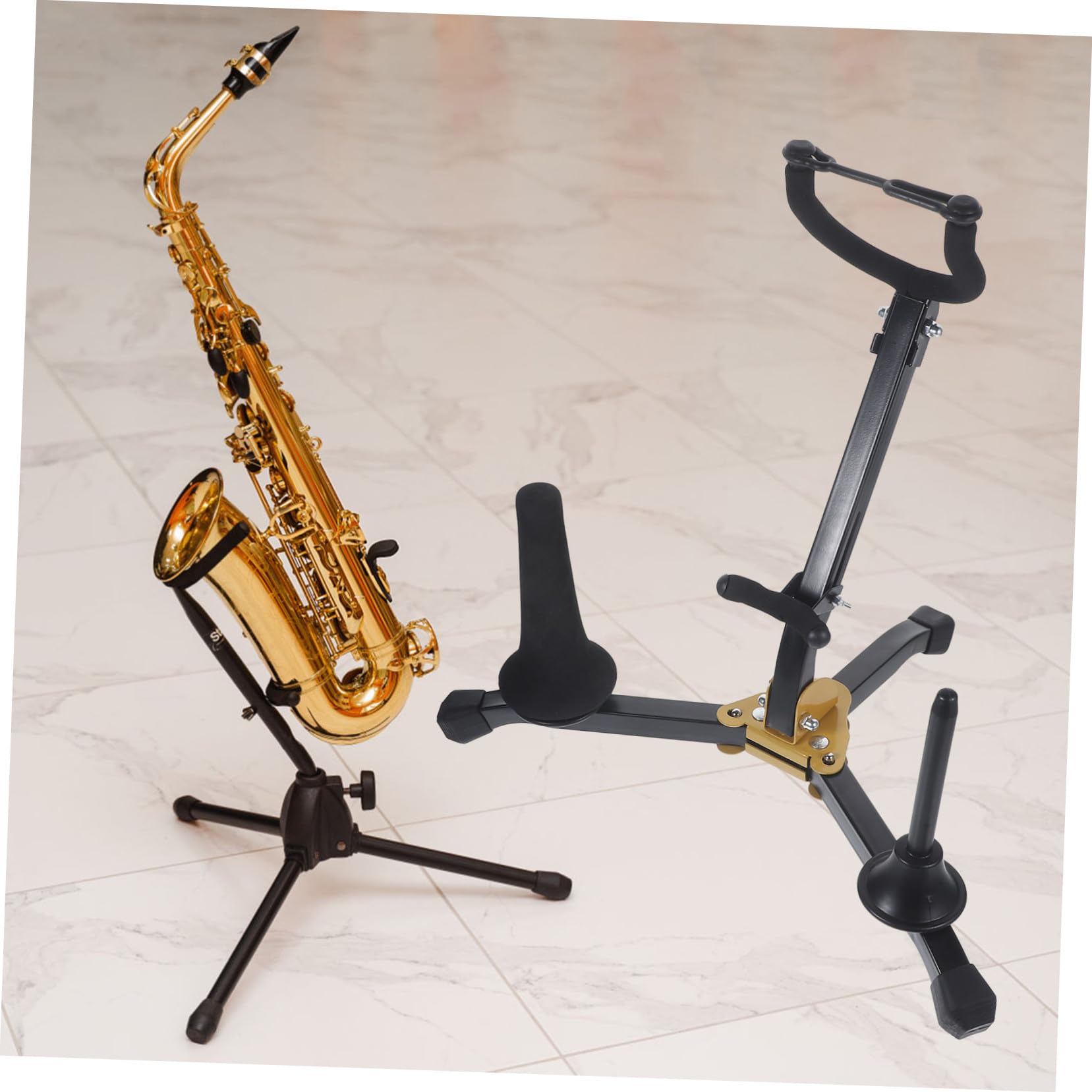 Supporto Pieghevole per Sassofono Tenore e Contralto Porta Sax Stabile e Leggero con Rack Multifunzionale per Clarinetto e Flauto Accessorio Strumento Musicale Portatile