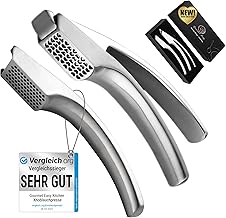 Garlic Press Stainless Steel Set with 2 Attachments | Garlic Press for Garlic Paste & Pieces | Garlic Press for Garlic & Ginger (No Peeling Required) | Dishwasher Safe