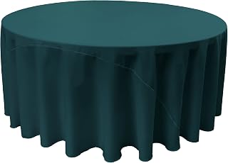 LA Linen Polyester Poplin Round Tablecloth, 132-Inch, Dark Teal