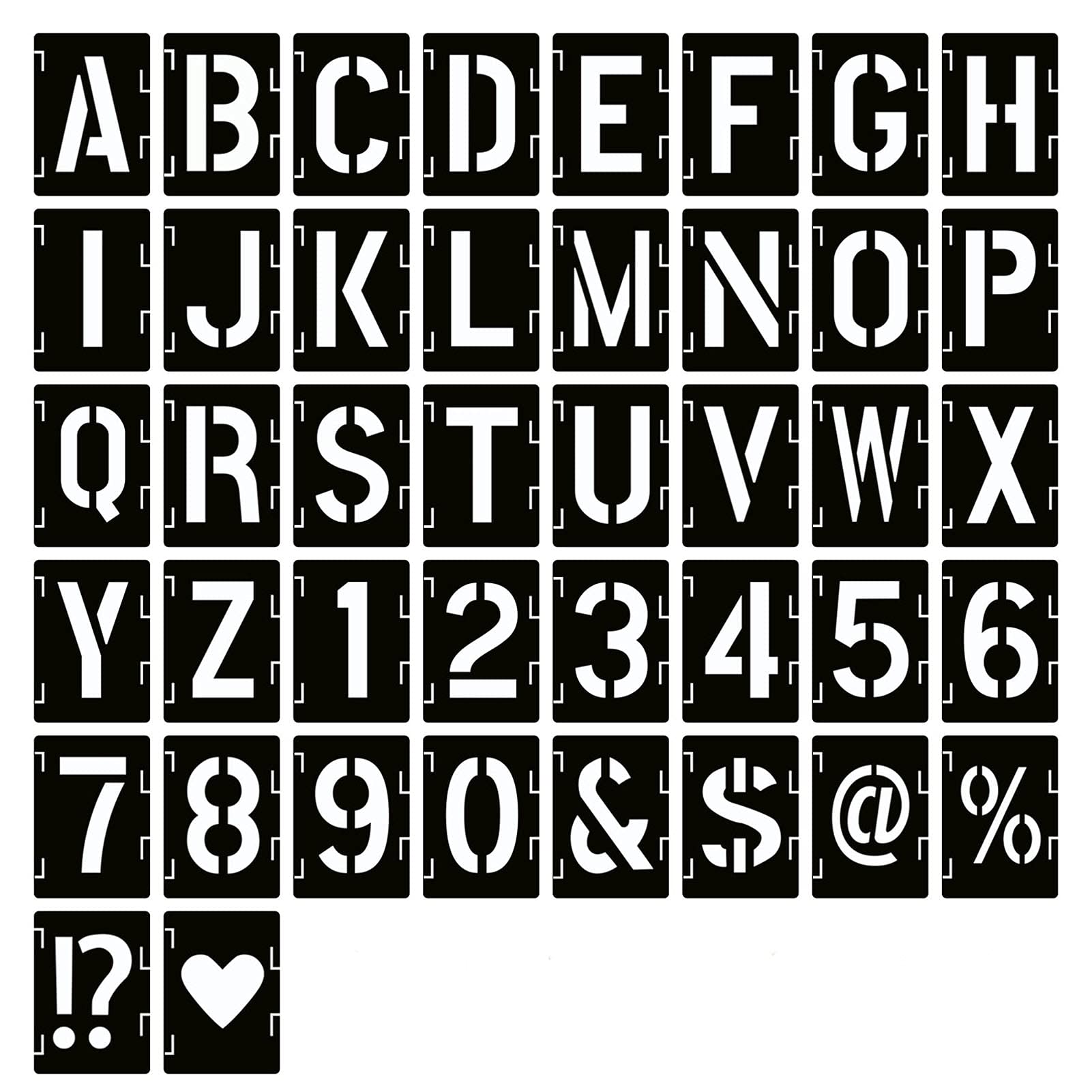 Amazon.com : YEAJON 9 Inch Letter Stencils Symbol Numbers Craft Stencils, 42 Pcs Reusable Alphabet Templates Interlocking Stencil Kit for Painting on Wood, Wall, Rock, Sign, DIY Art Projects : Arts, Crafts & Sewing