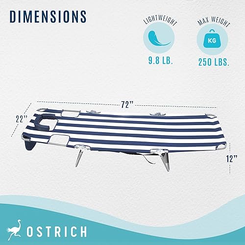Miniatura 3 de Ostrich Mochila de 72 x 22 x 12 pulgadas con bolsa de almacenamiento grande, silla plegable para playa y piscinas al aire libre, azul marino