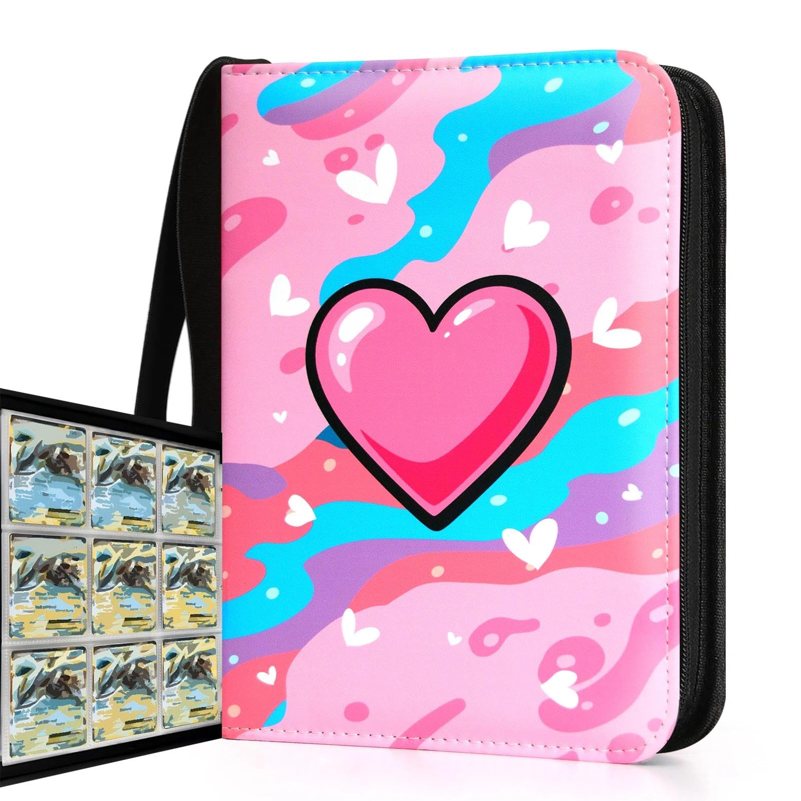 TCGPOCKETS Card Binder 720 Pockets, 9-Pocket Trading Card Binder with 40 Sleeves, Zipper Card Holder Album for TCG, MTG, Baseball, Football and Sports Cards, Pink