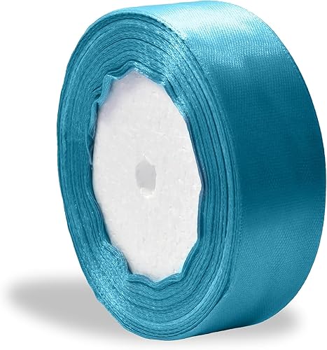 Miniatura 7 de Cinta de 1 pulgada de color turquesa oscuro para manualidades, cinta de regalo, rollo de cinta sólida de satén de 1 pulgada x 25 yardas