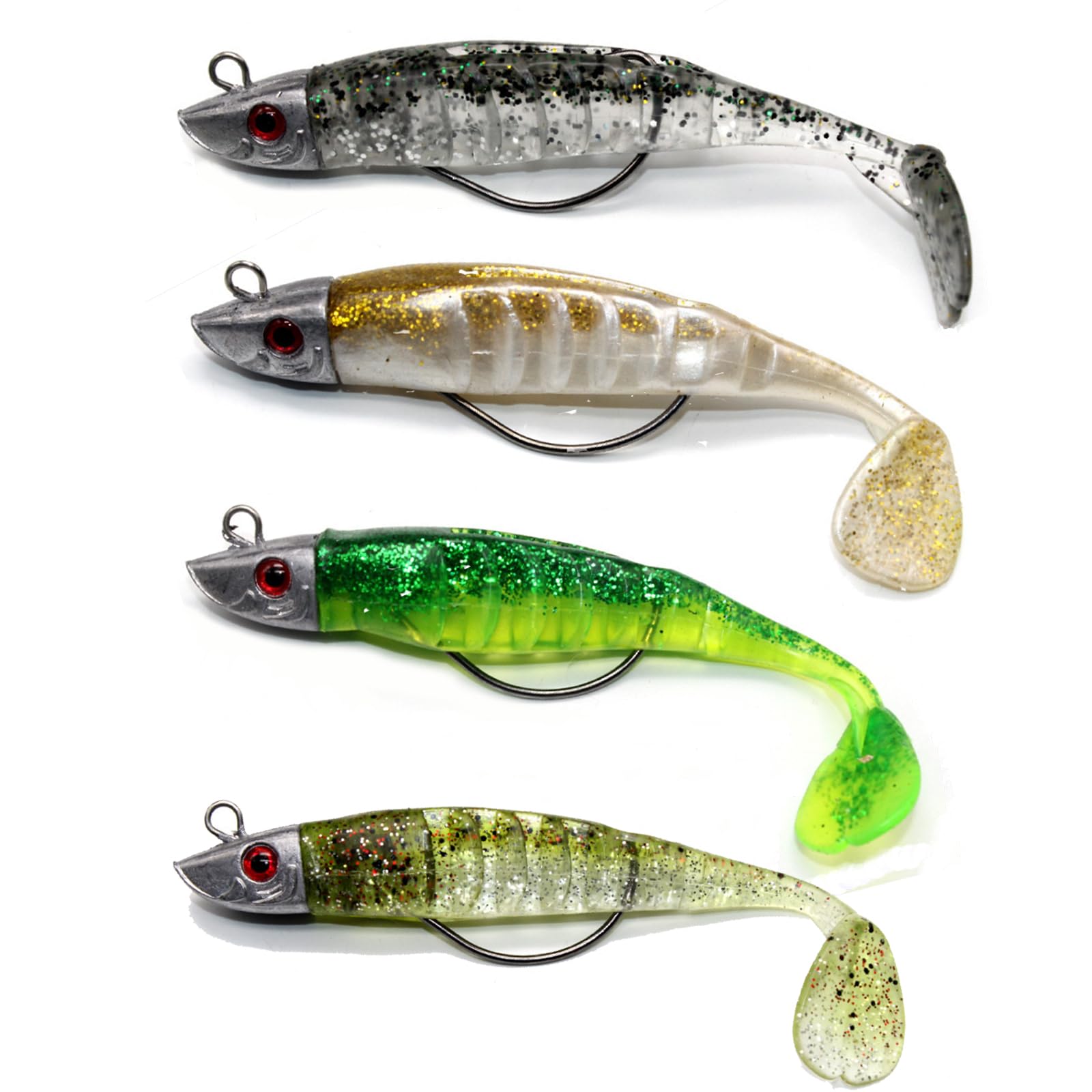 4 PCS Bass Lures Sea Fishing UK – Realistic Action Sea Fishing Lures for Pike, Trout, Perch – Ideal for Offshore & Inshore Use, Effective Bait for Multiple Saltwater Species