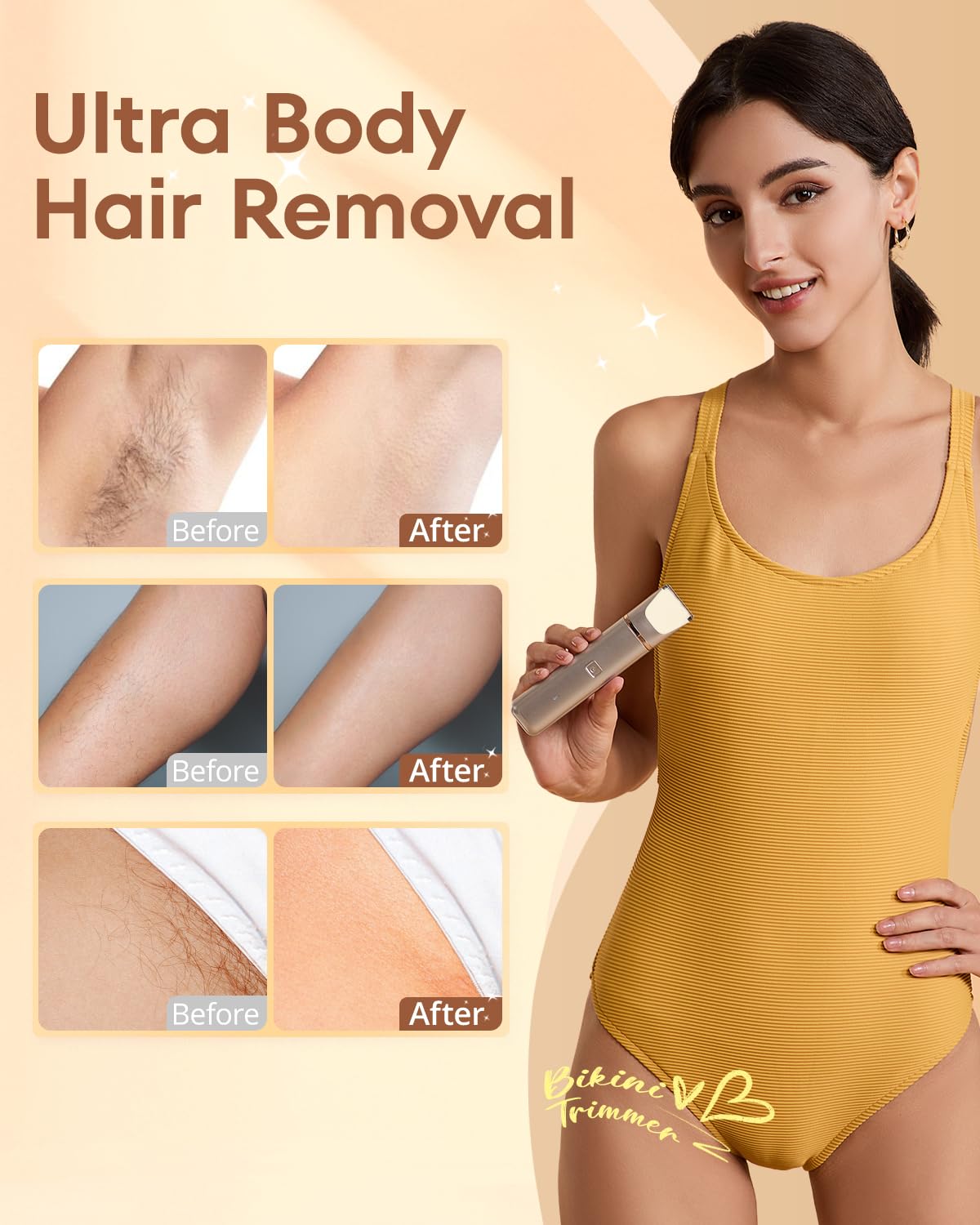VG VOGCREST Recortadora eléctrica de bikini: removedor de vello facial corporal 2 en 1, afeitadora recargable de vello púbico para mujer