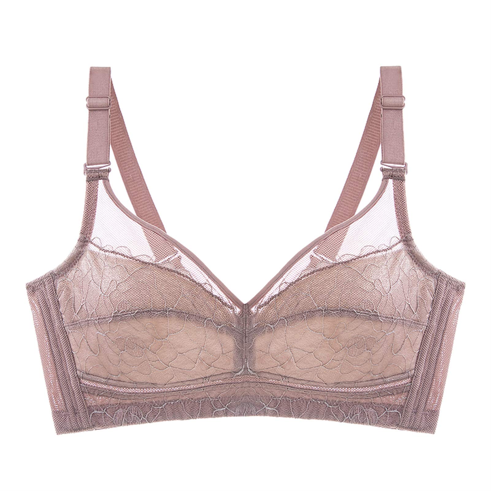 Bralette Bralette - Reggiseno imbottito senza fili, sexy per tutti i giorni, con reggiseno di base, comodo convertibile Air Bralette (colore marrone chiaro, misura: 95F)