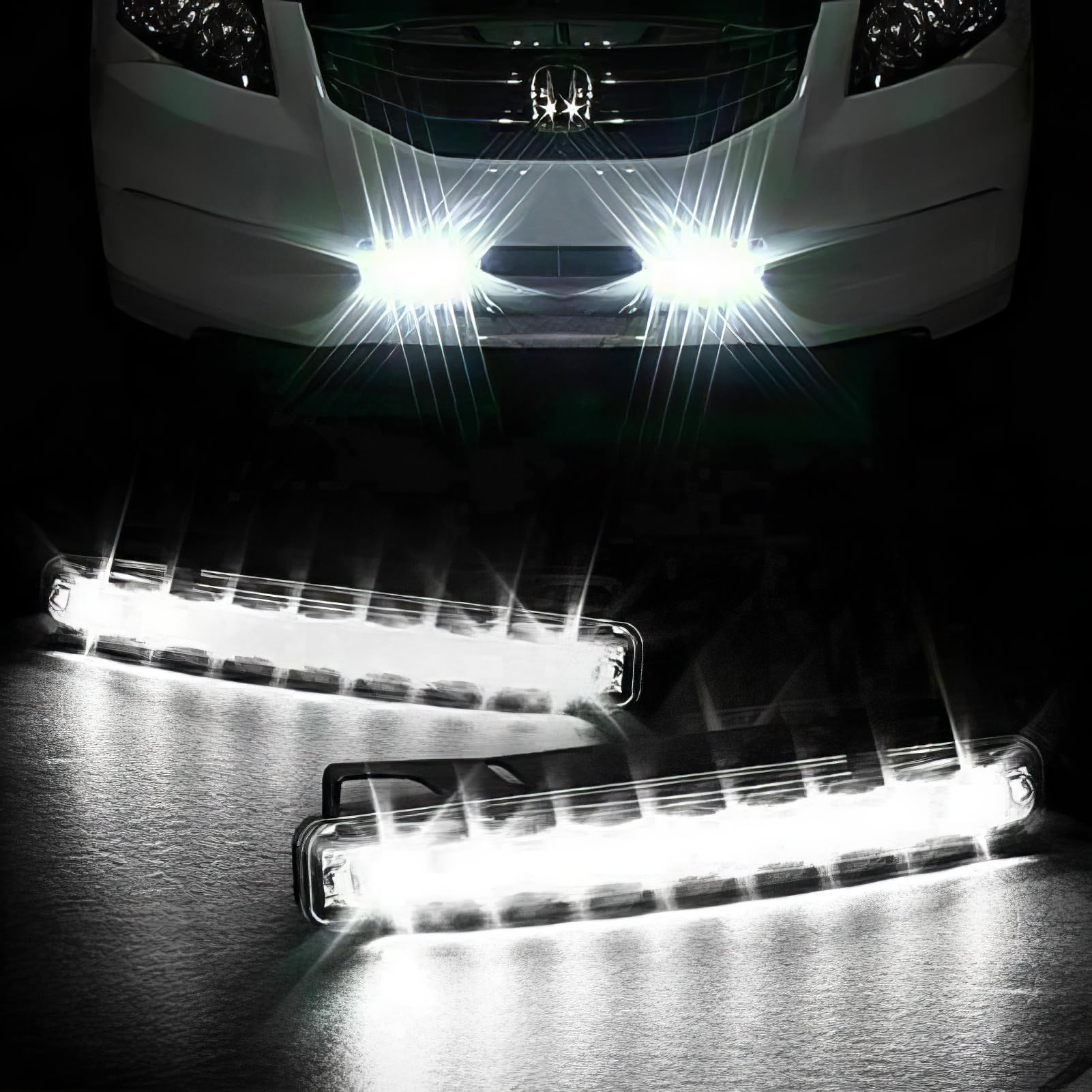 Luci Diurne A LED Per Auto | Set 2 Luci Super Luminose 8 LED Bianchi - Impermeabili E Multifunzione Per Maggiore Sicurezza - Foto 3