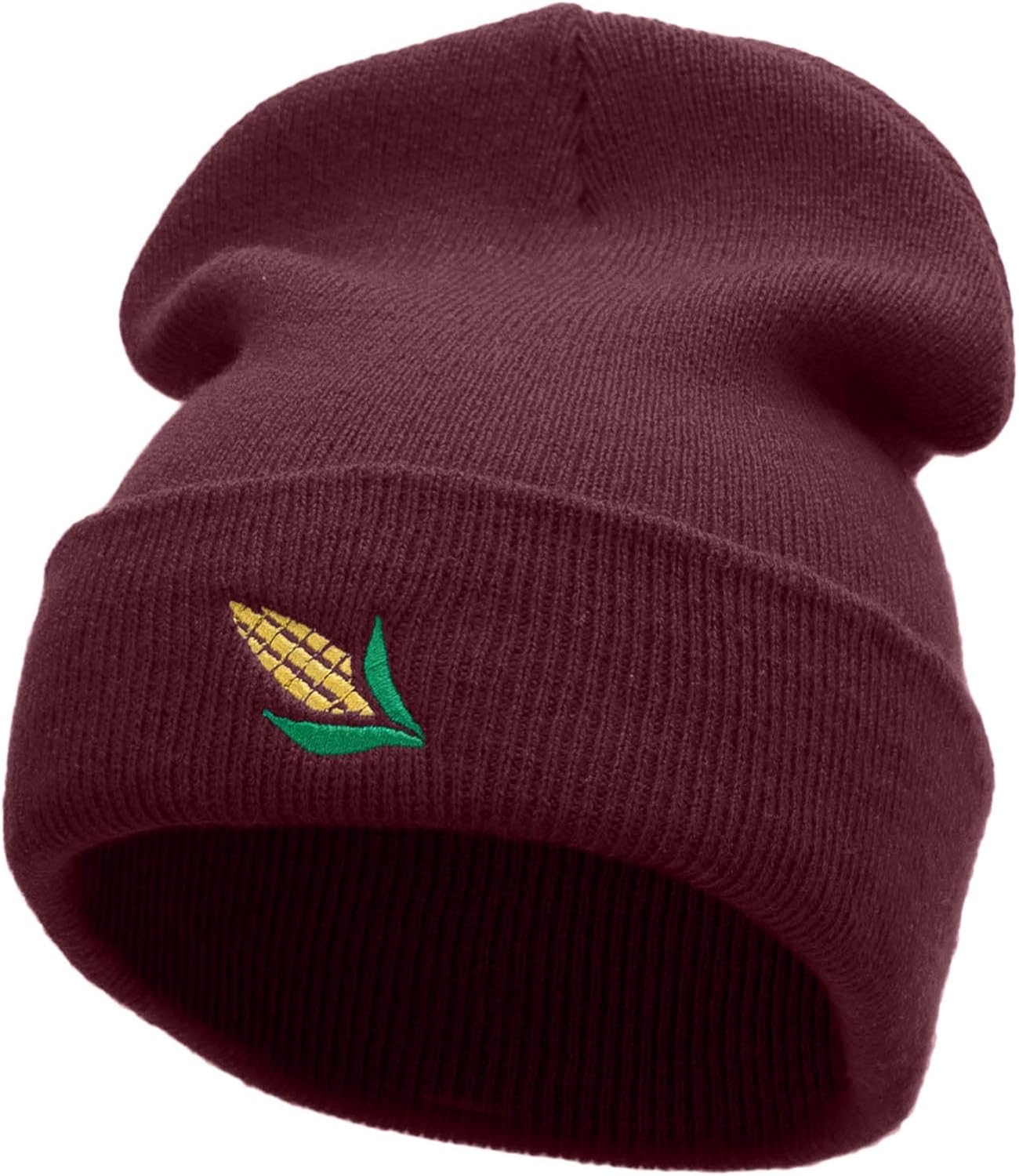 Corn Cob Embroidered 12 Inch Solid Long Beanie Made in USA