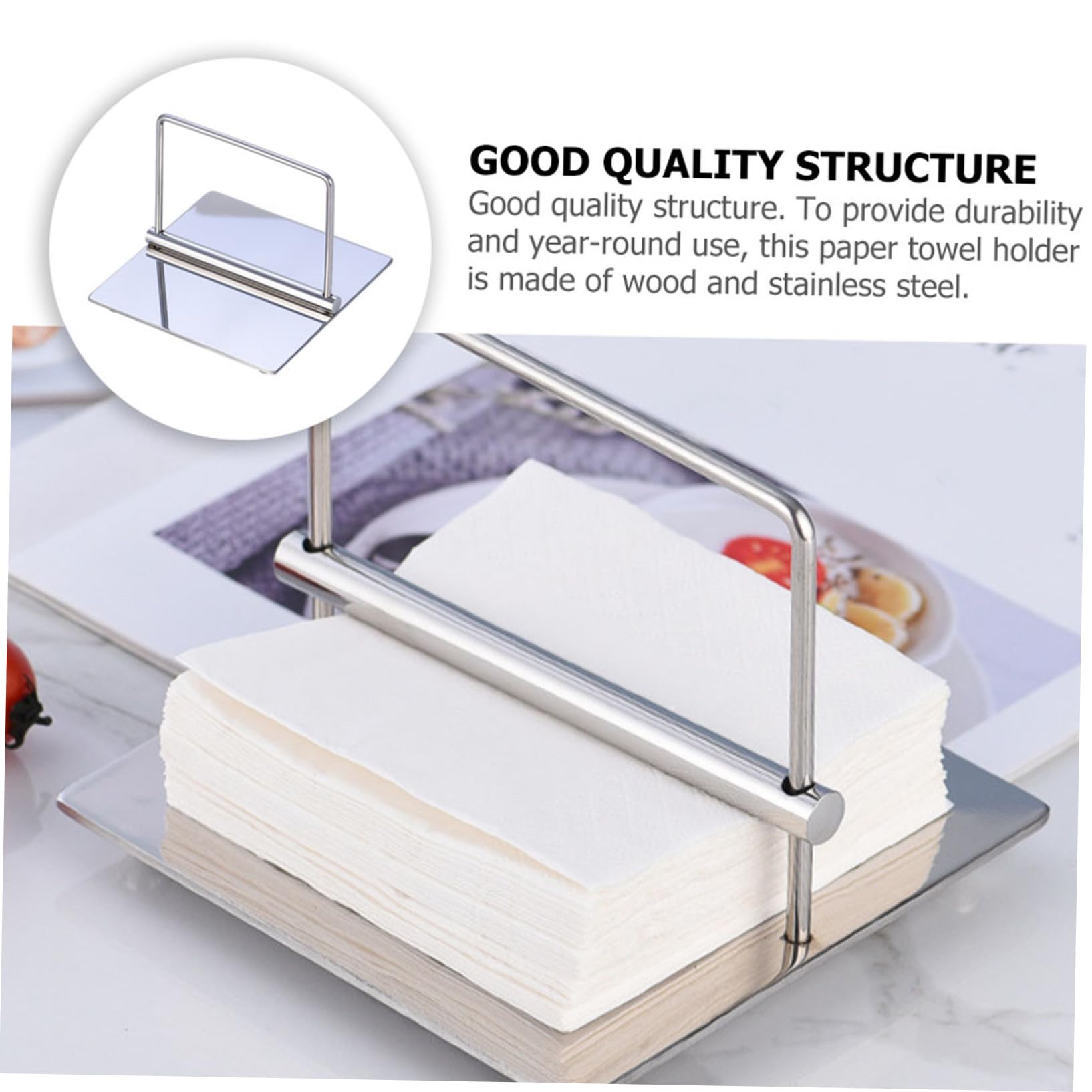 Portatovaglioli Design Moderno da Tavolo in Acciaio Inossidabile Argento e Superficie Attraente Resistente All'usura Quotidiana per Cucina e Altri Ambienti