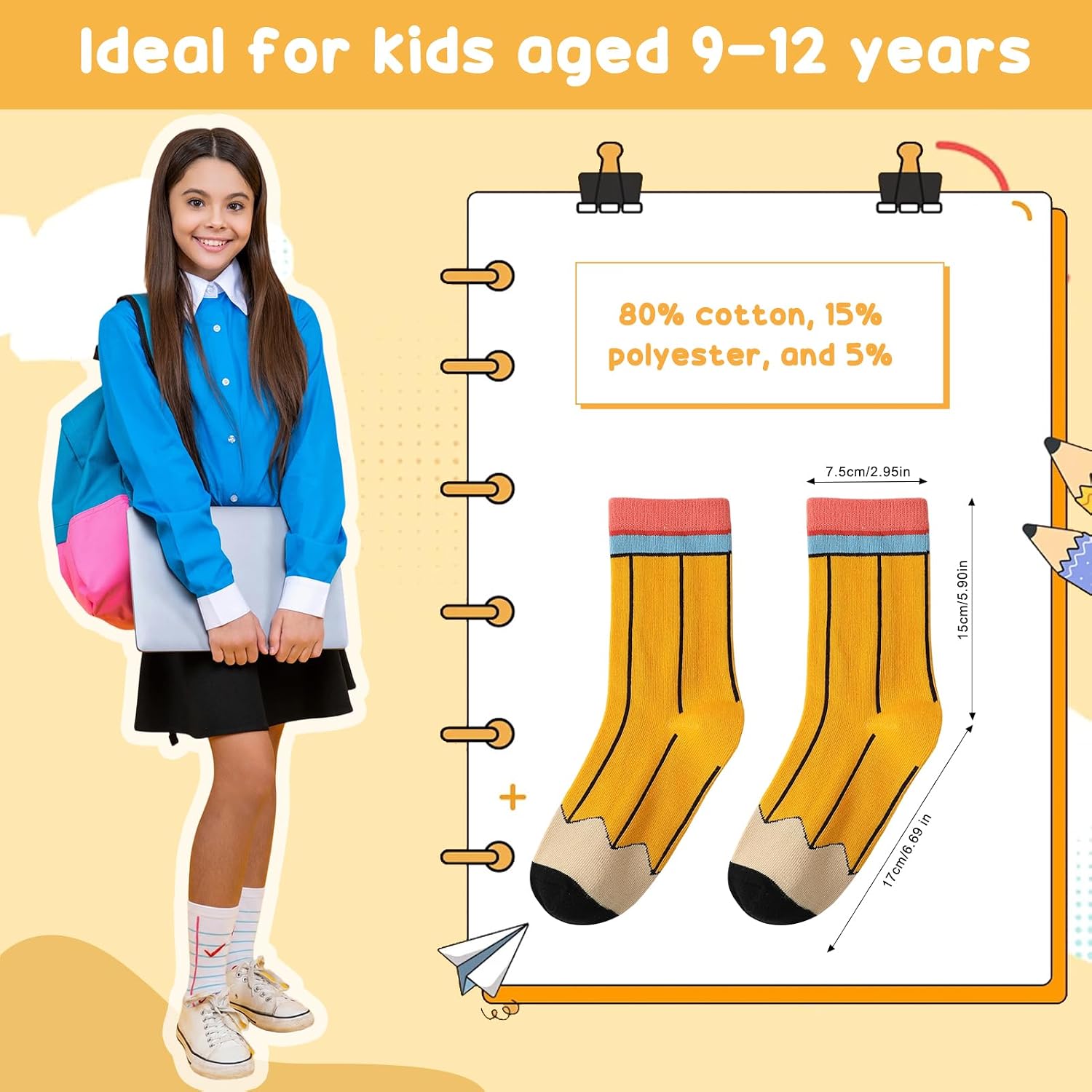 Pairs Novelty School Supply Socks Silly