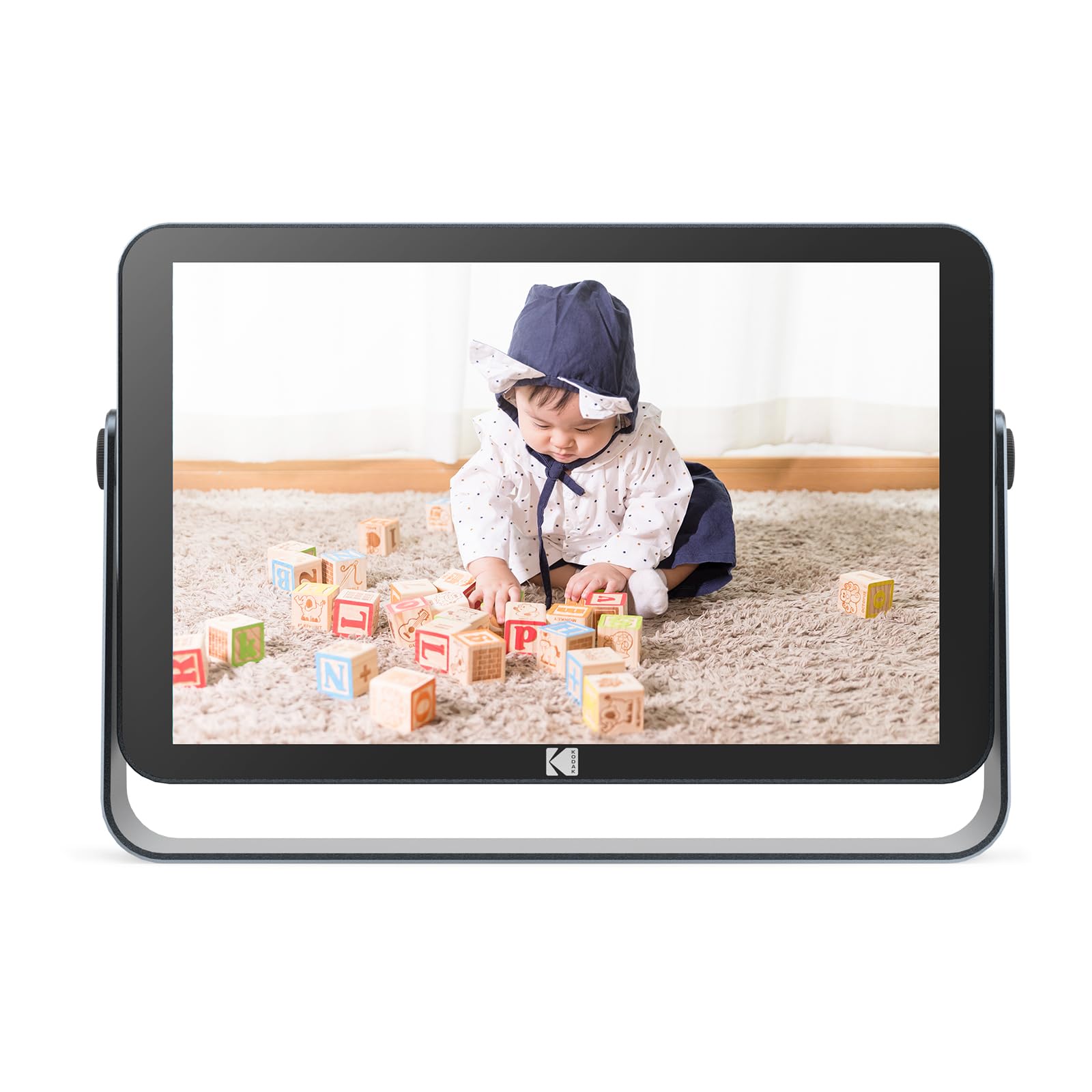 Kodak Digitaler Bilderrahmen 10 Zoll WiFi 6, Touchscreen Full HD 1200 x 1920, 32 GB, Akku 3800 mAh, Diashow & Musik, Wetter Auto, Teilen über WLAN 2.4G/5G – Schwarz