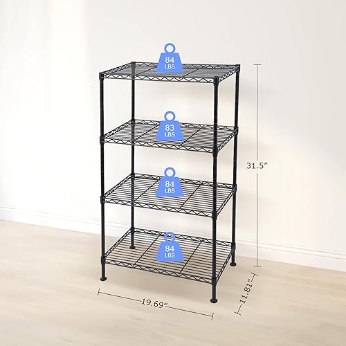 Miniatura 3 de ANTSKU Estantería de alambre de 4 niveles, estantes de alambre ajustables en altura, organizador de estante de almacenamiento de metal para